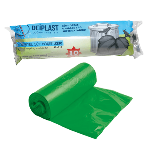 80*110 Jumbo Çöp Torbası 350 Gr Yeşil(Deip) Kl 20 Rulo