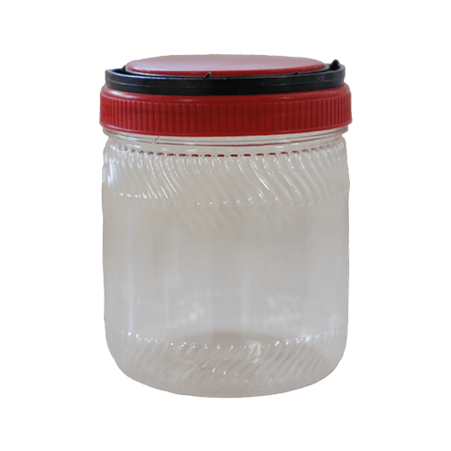 1 Lt Pet Kavanoz Şeffaf + Kapak (Kırmızı) Pk 32 Adet