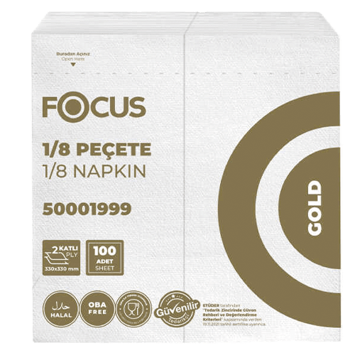 33Cm*33Cm Focus Gold Maxı Garson Katlama Peçete 24*100 Ad (1999) Kl 2400 Adet