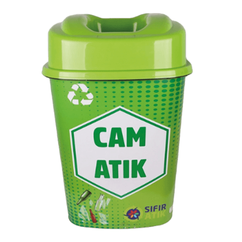 60 Lt Desenli Cam Atık Kutusu Yeşil 493 Sağlam Kl 10 Adet