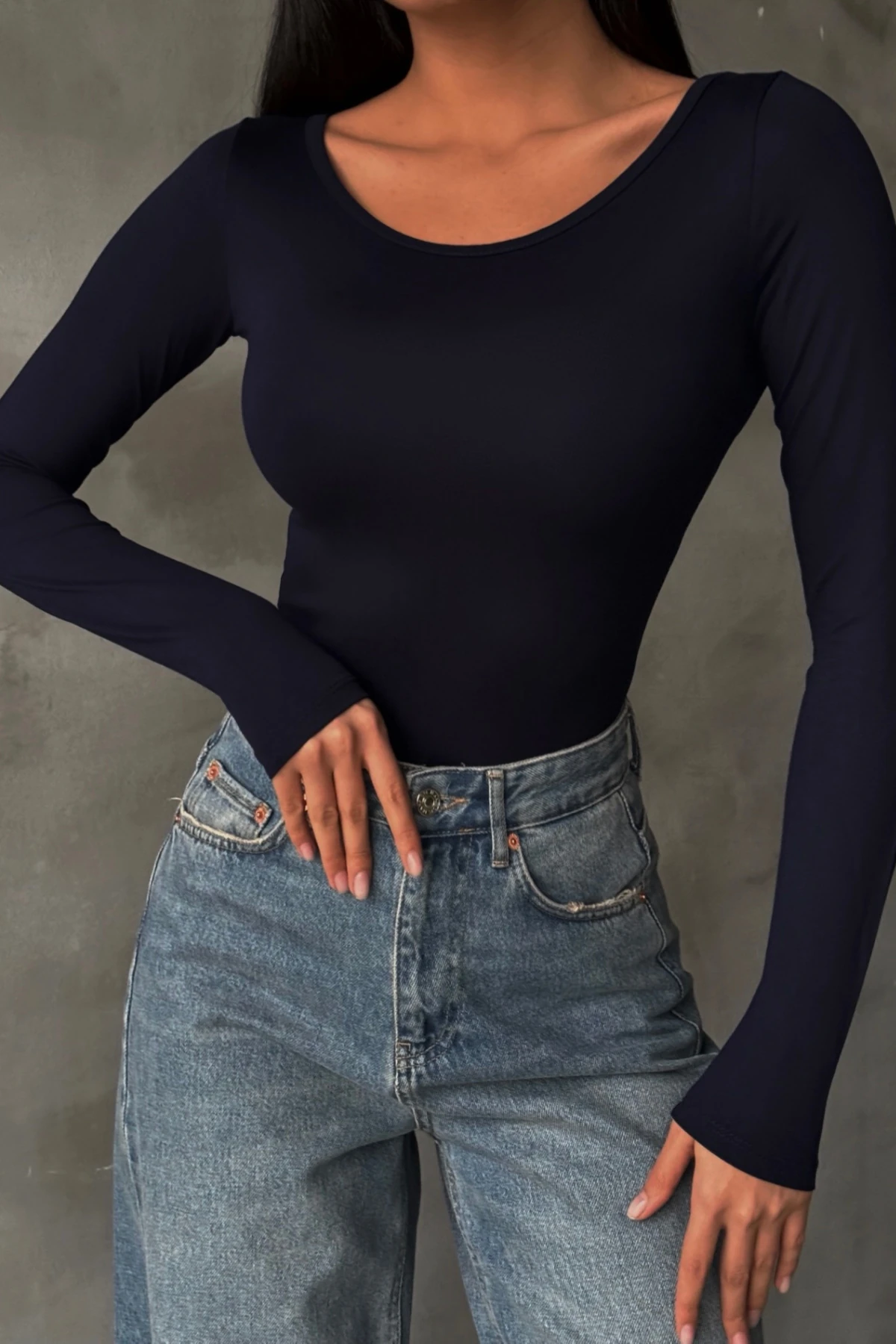 Kadın Lacivert Prenses Yaka Bluz