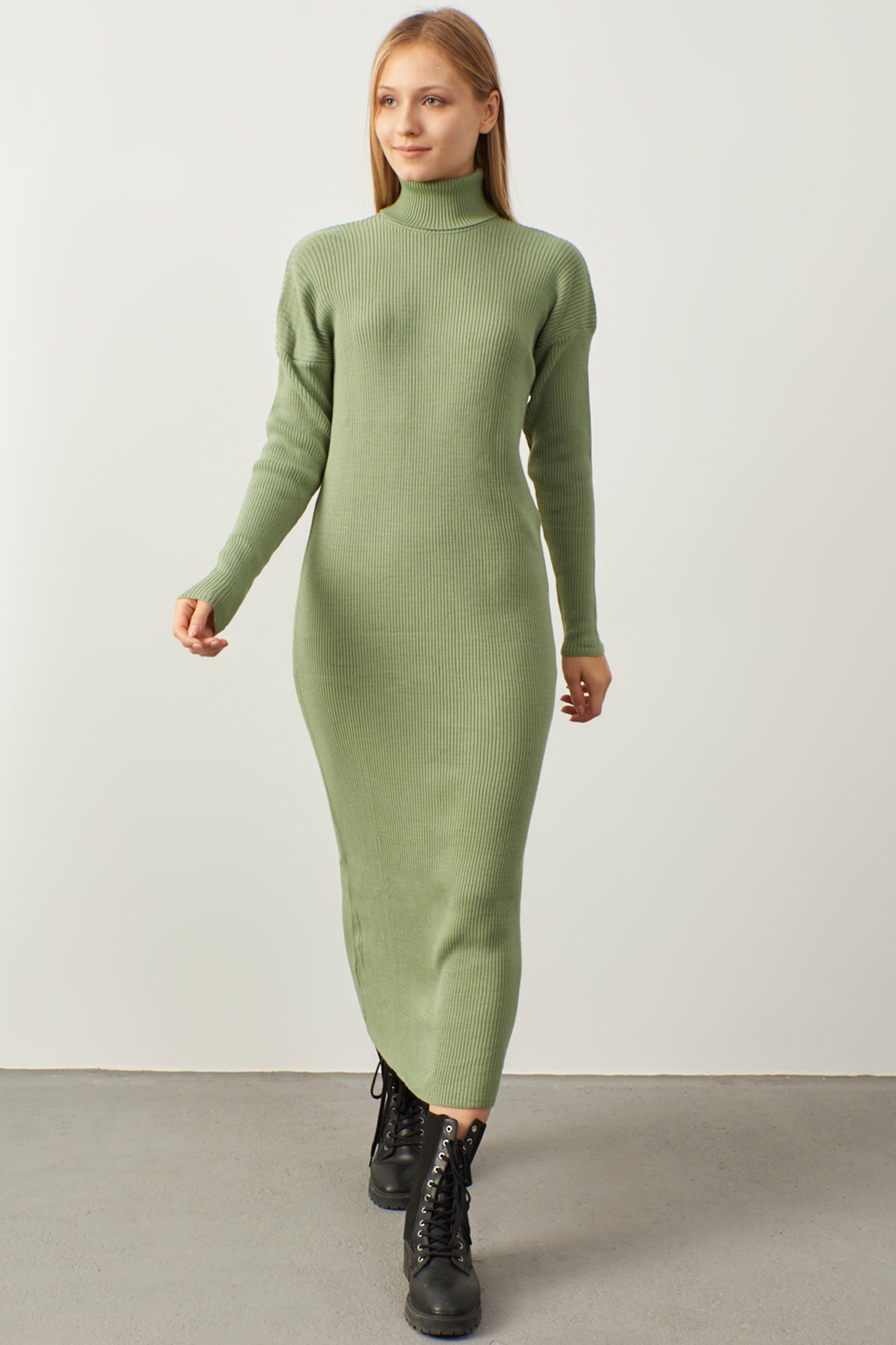 Kadın Mint Yeşil Triko Elbise