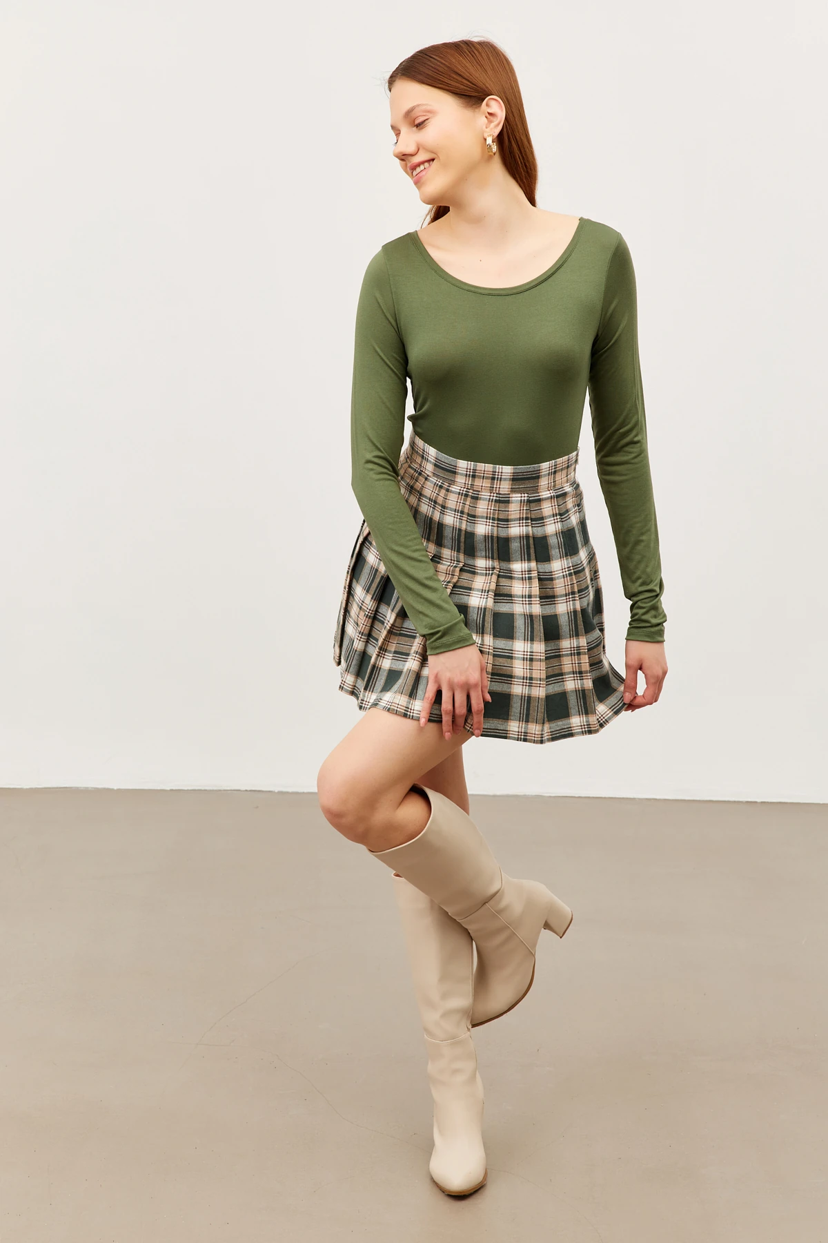 Kadın Haki Prenses Yaka Bluz