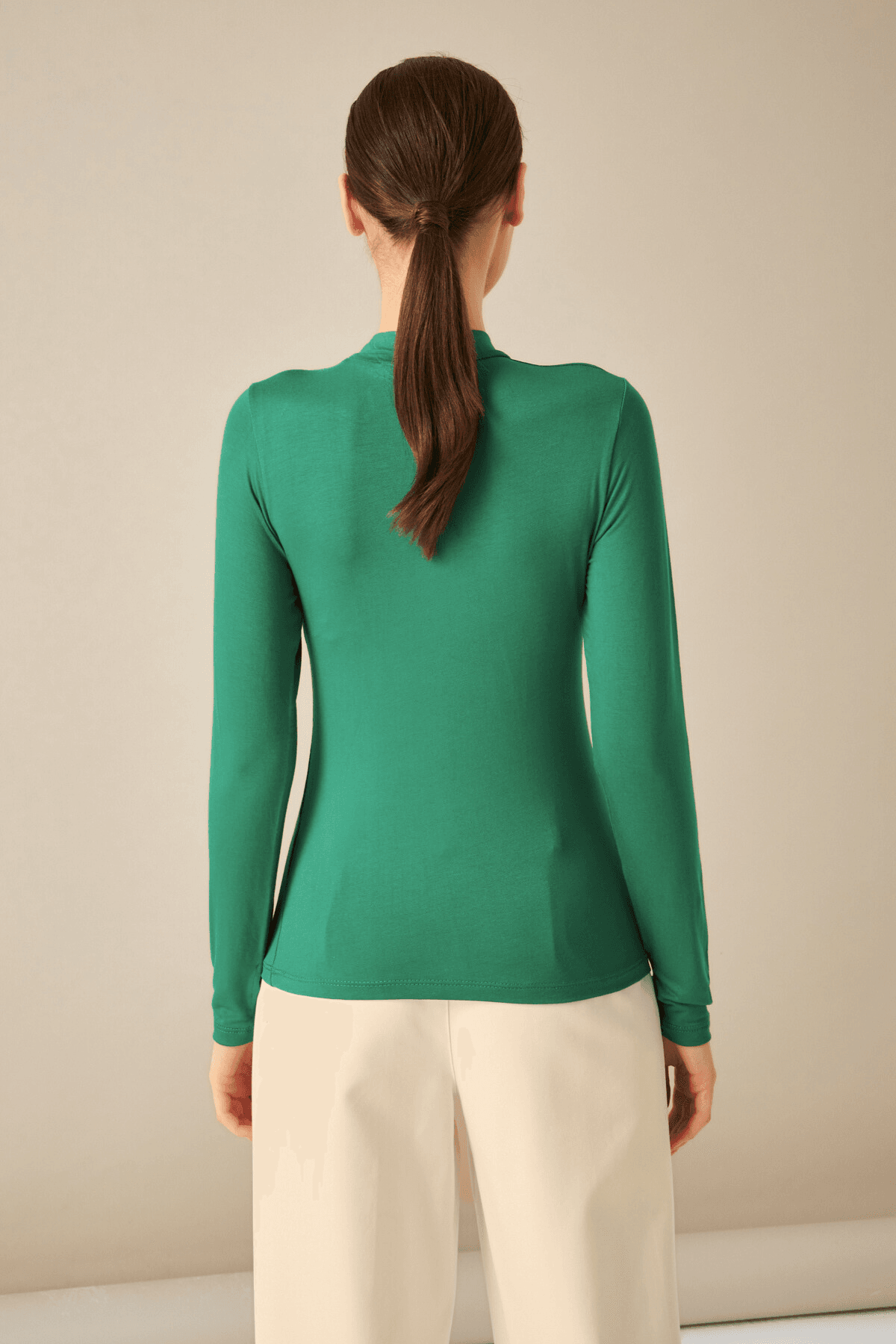 Kadın Benetton Yeşili Parmak Detaylı Body