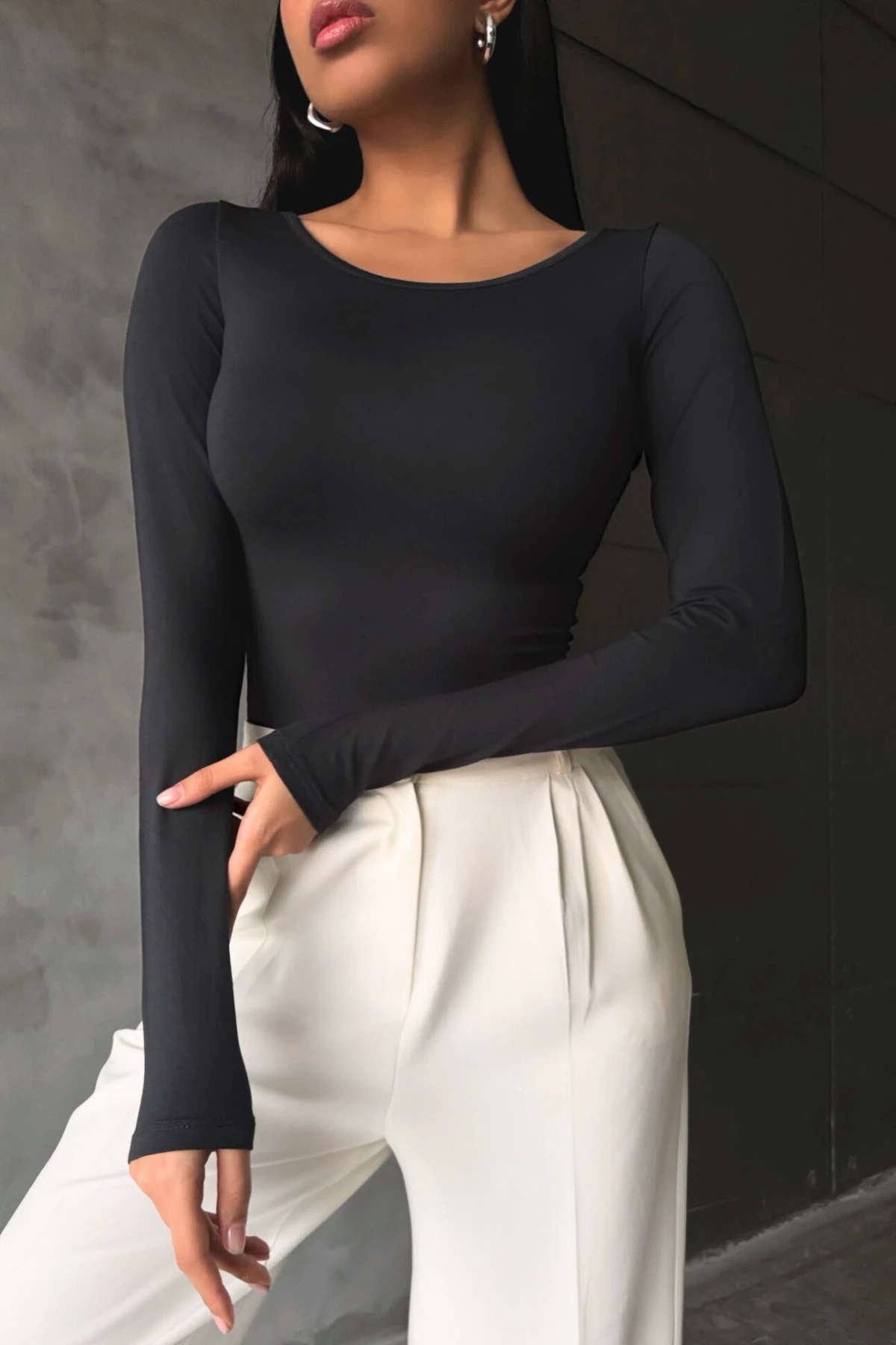 Kadın Antrasit Prenses Yaka Bluz