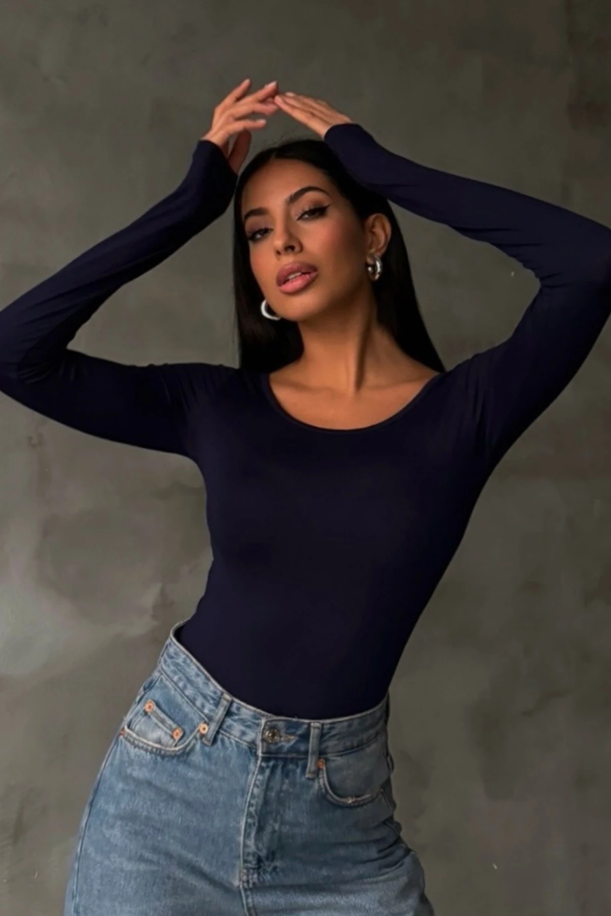 Kadın Lacivert Prenses Yaka Bluz