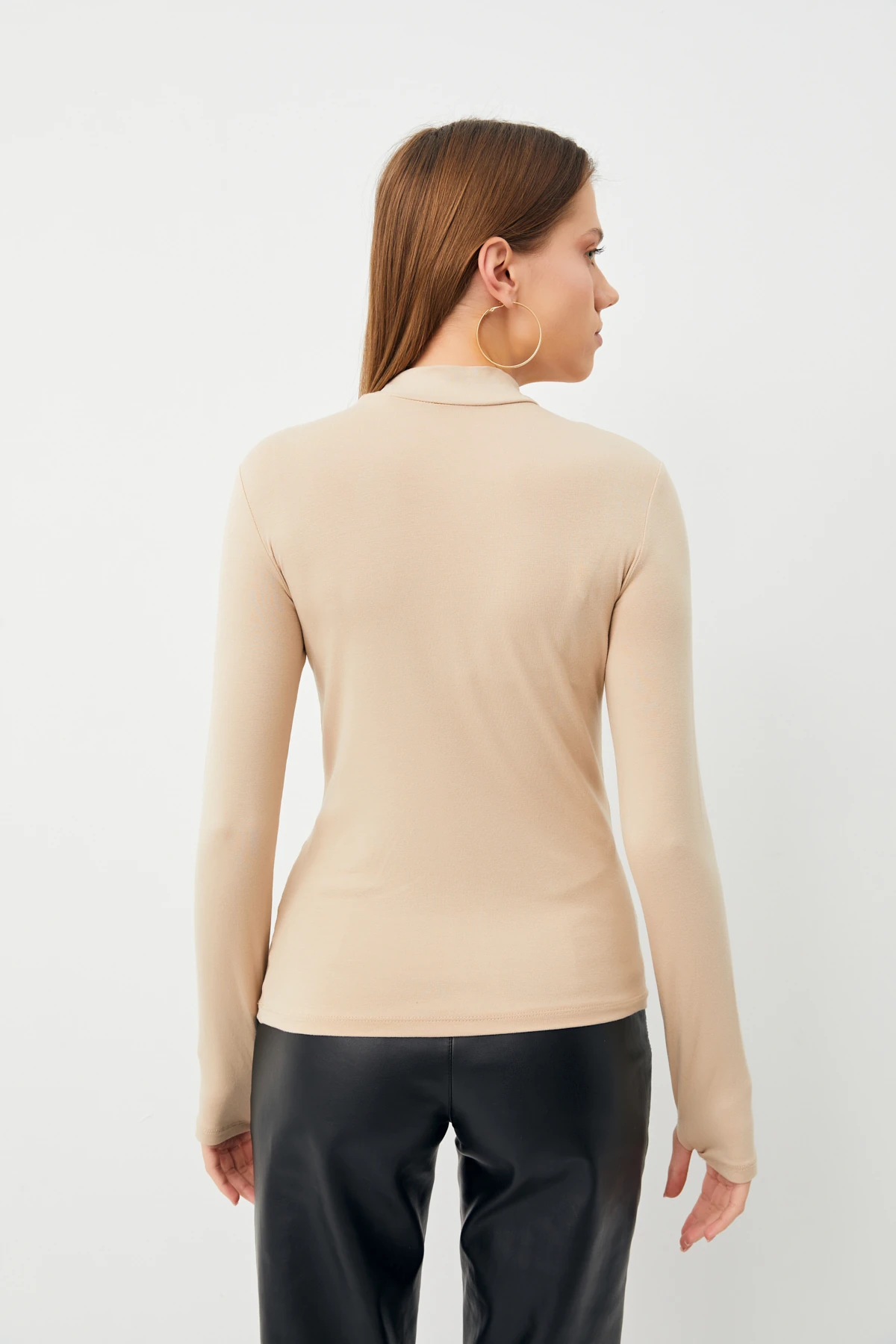 Kadın Yağ Yeşili Krem Parmak Detaylı 2'li Body