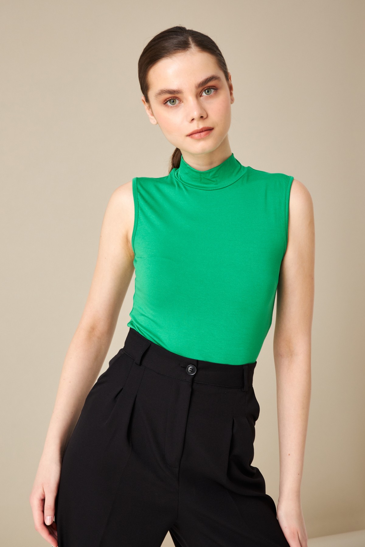 Kadın Benetton Yeşili Kolsuz Bluz