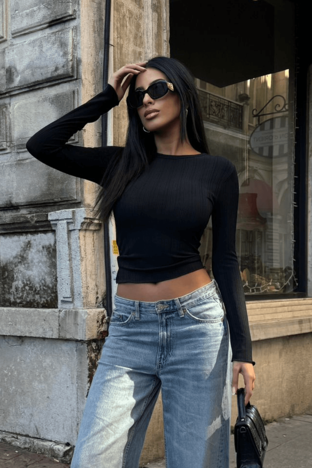 Kadın Siyah Şerit Detaylı Yumuşak Transparan Bluz