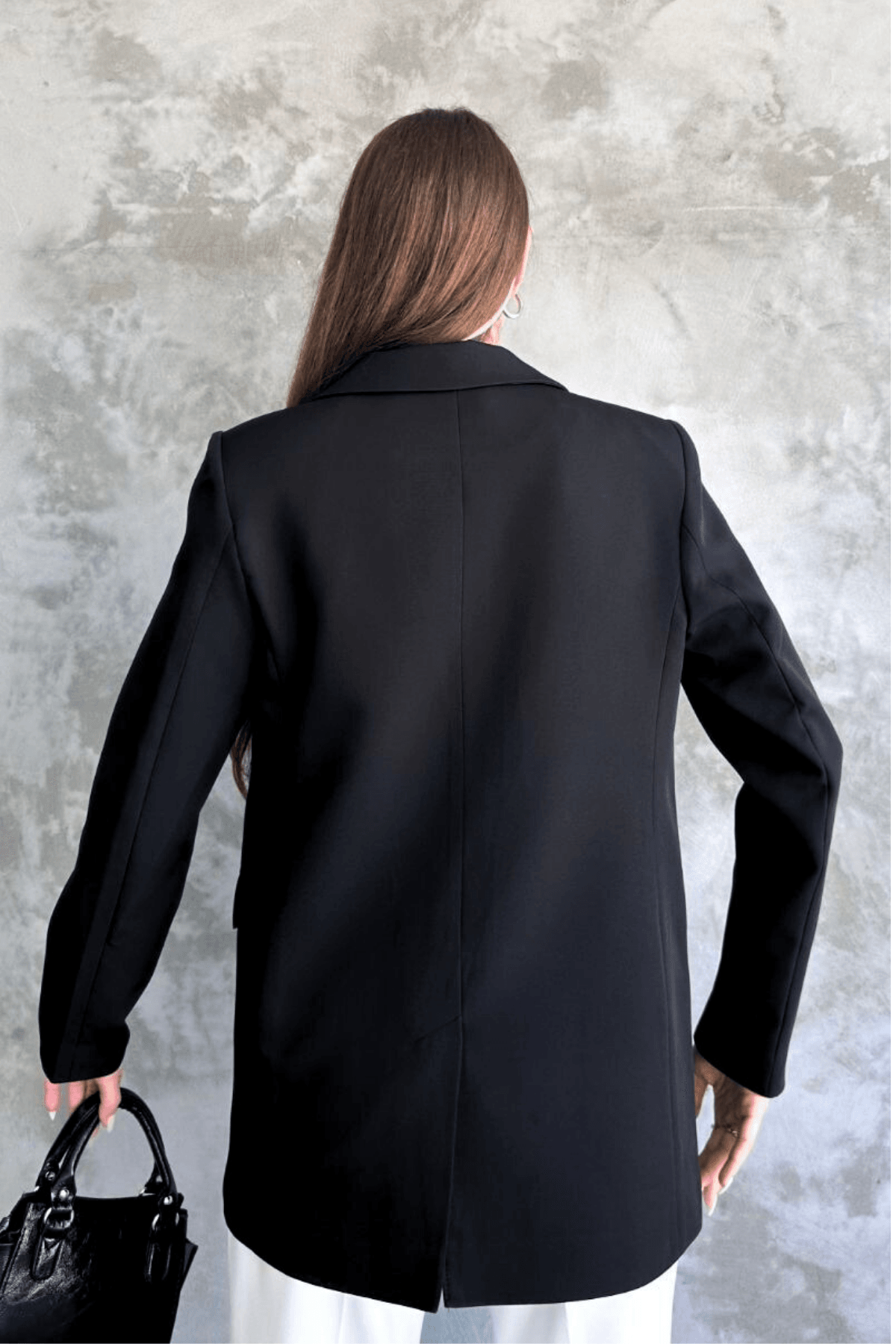 Kadın Siyah Vatkalı Tek Düğmeli Blazer Ceket