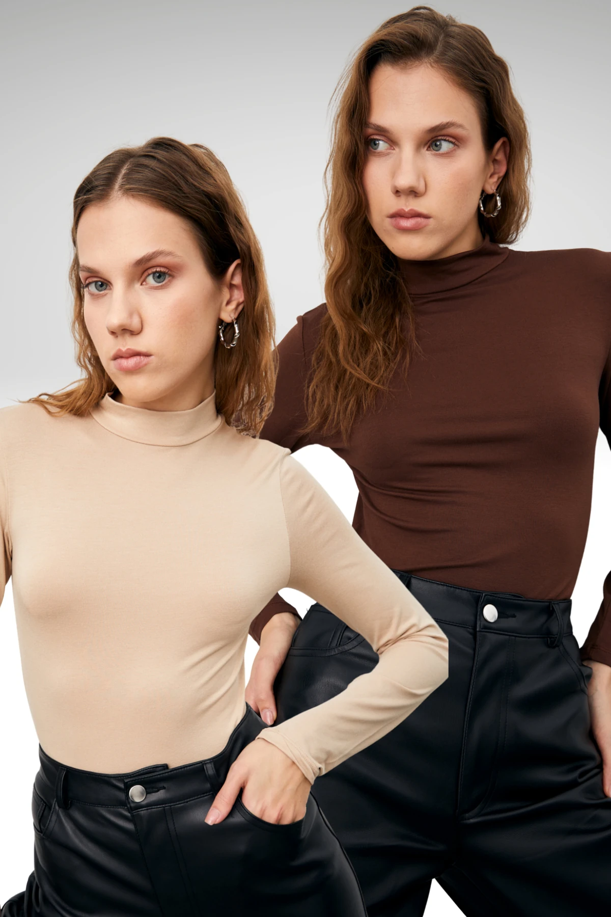 Kadın Krem Acı Kahve 2'li Body