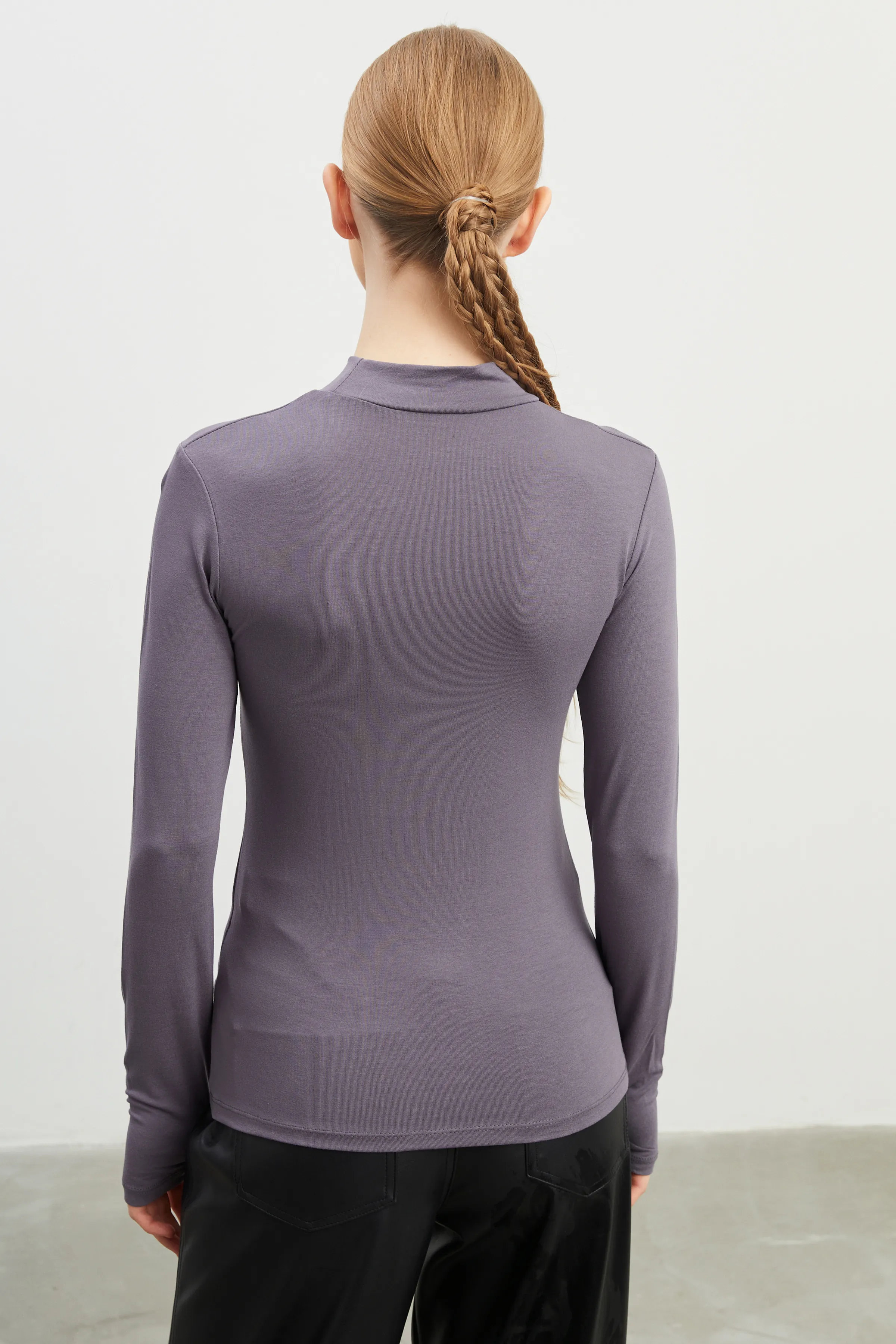 Kadın Siyah Gri 2'li Parmak Detaylı Body