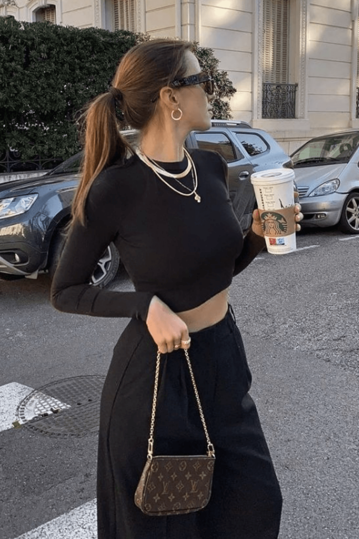 Siyah Polyamid Bisiklet Yaka Ultra Soft Crop Bluz