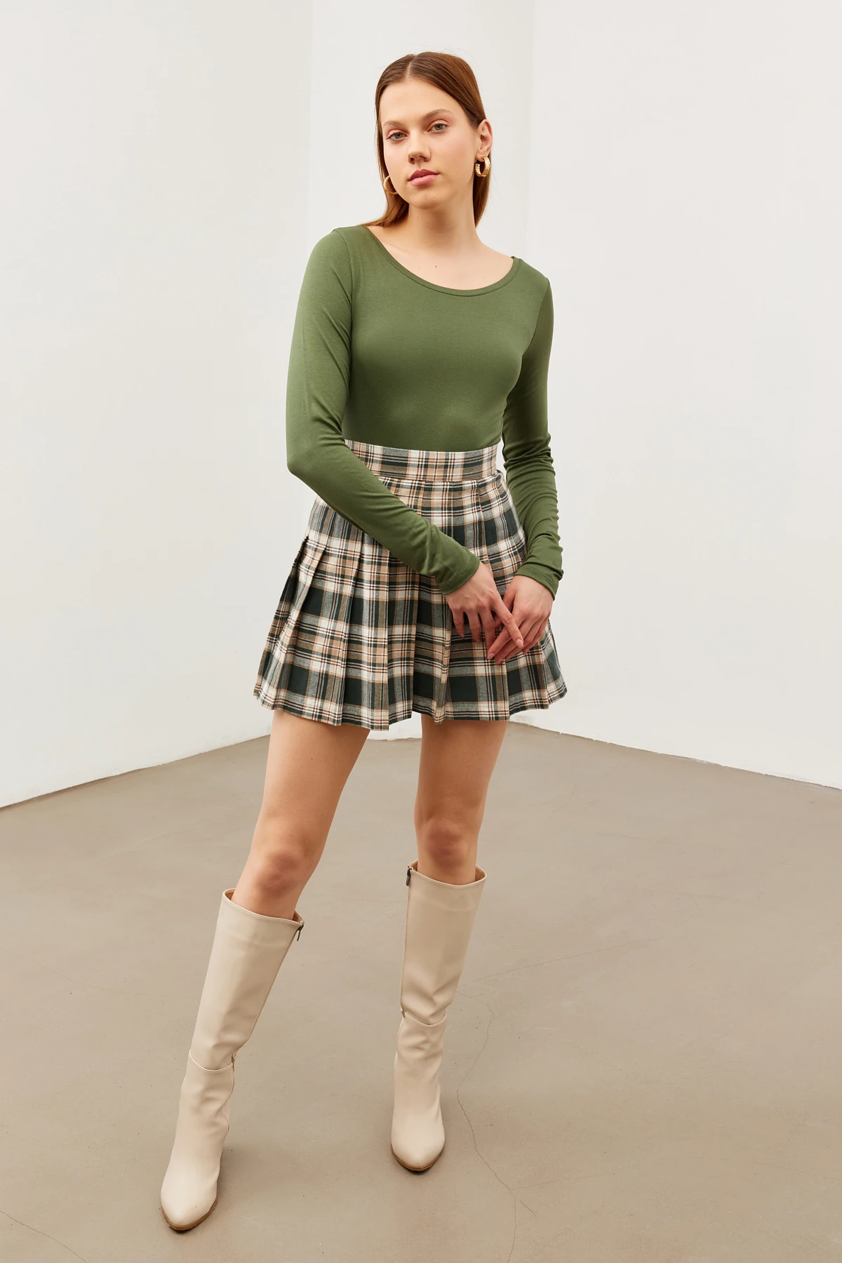 Kadın Haki Prenses Yaka Bluz