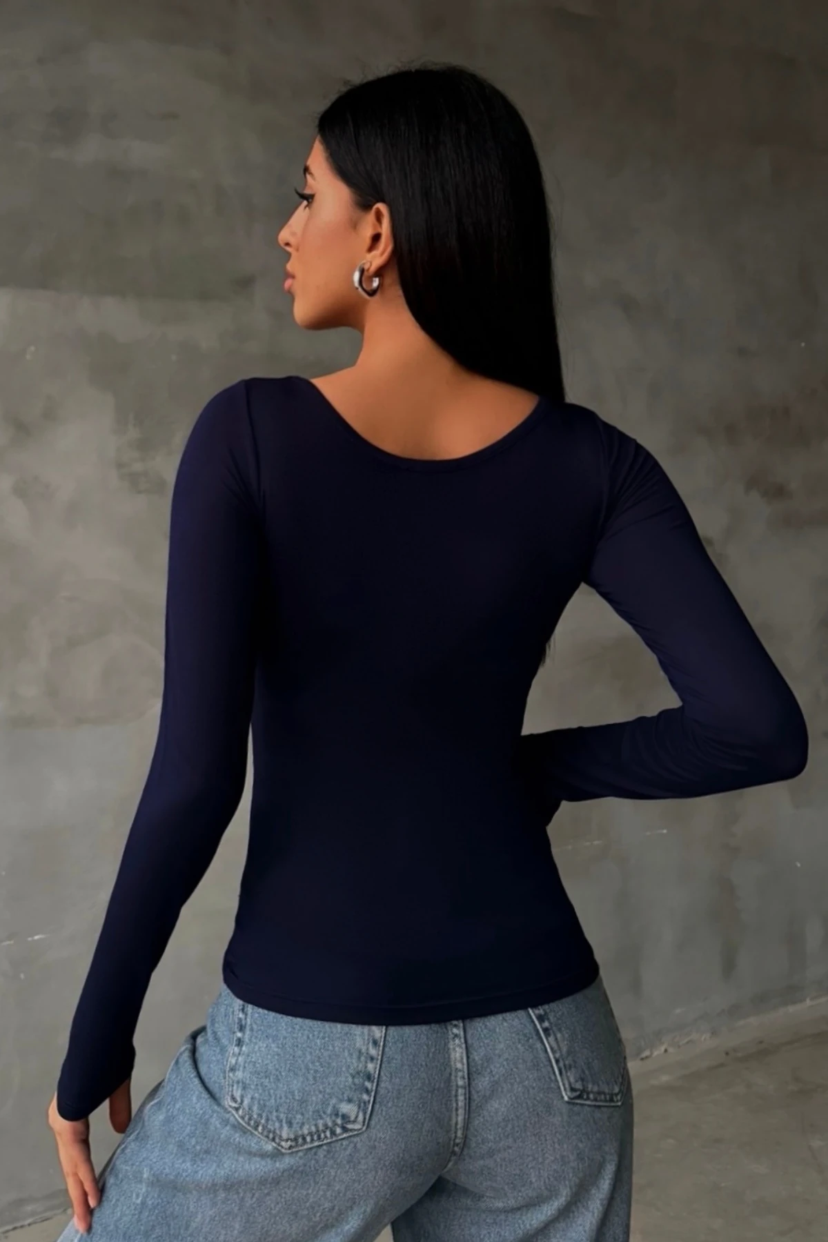 Kadın Lacivert Prenses Yaka Bluz