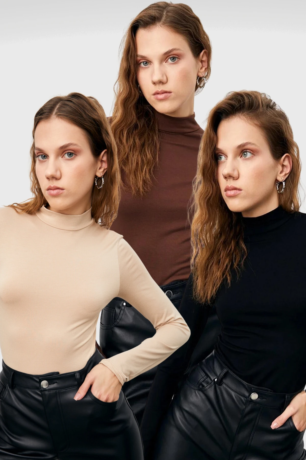 Kadın Siyah Krem Acı Kahve 3'lü Body