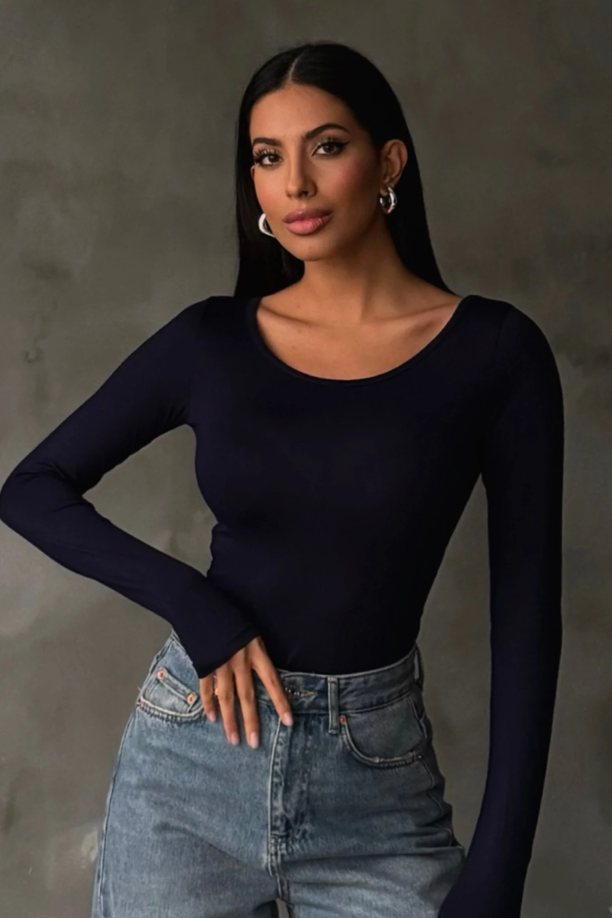 Kadın Lacivert Prenses Yaka Bluz