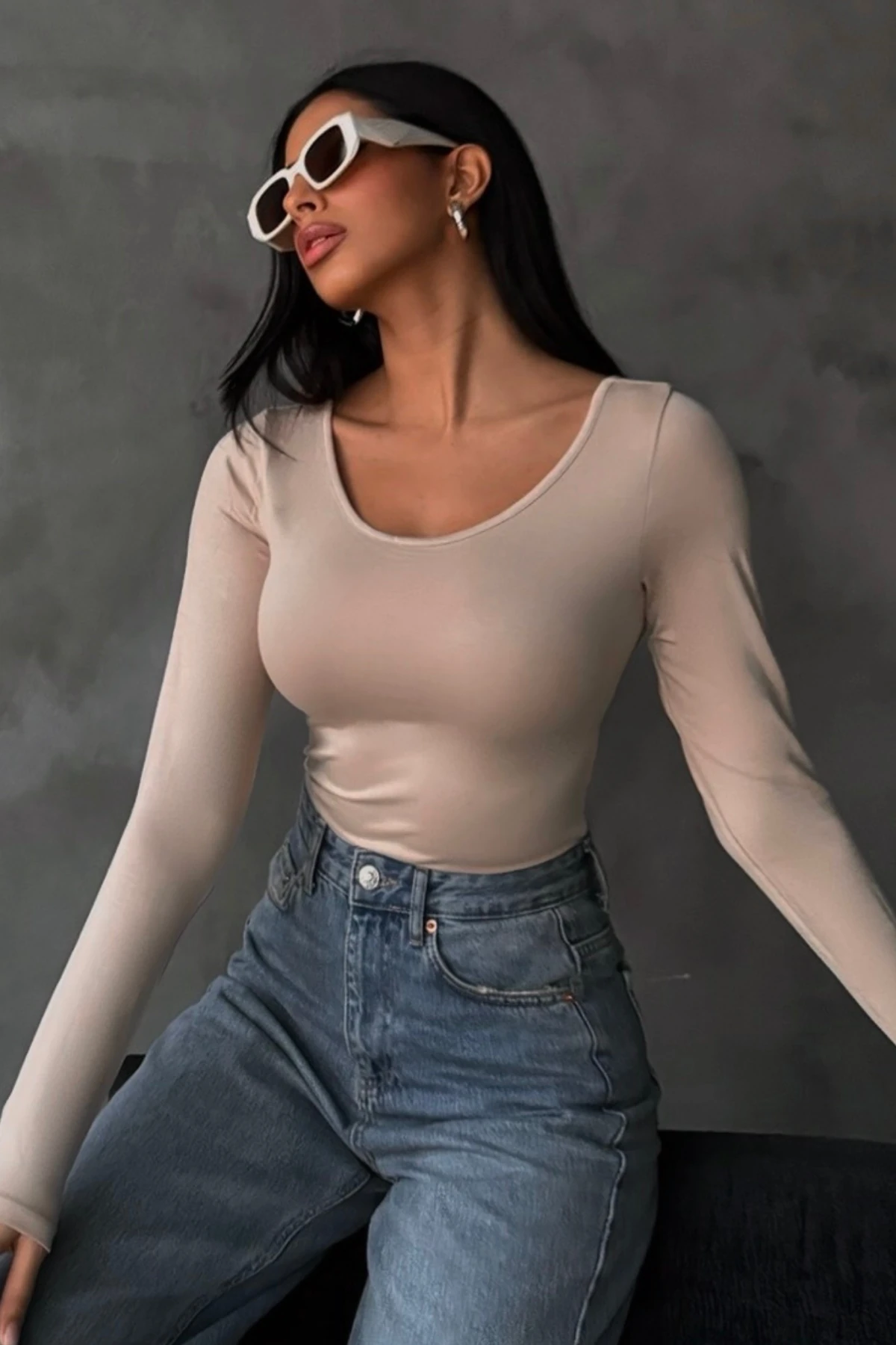 Kadın Krem Prenses Yaka Bluz