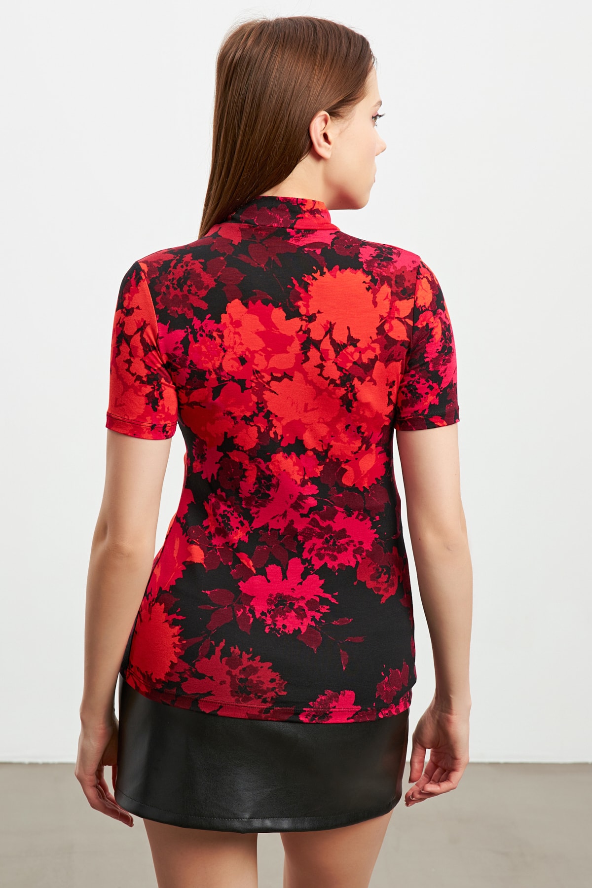 Kadın Kırmızı Pembe Bohem Kısa kol Bluz