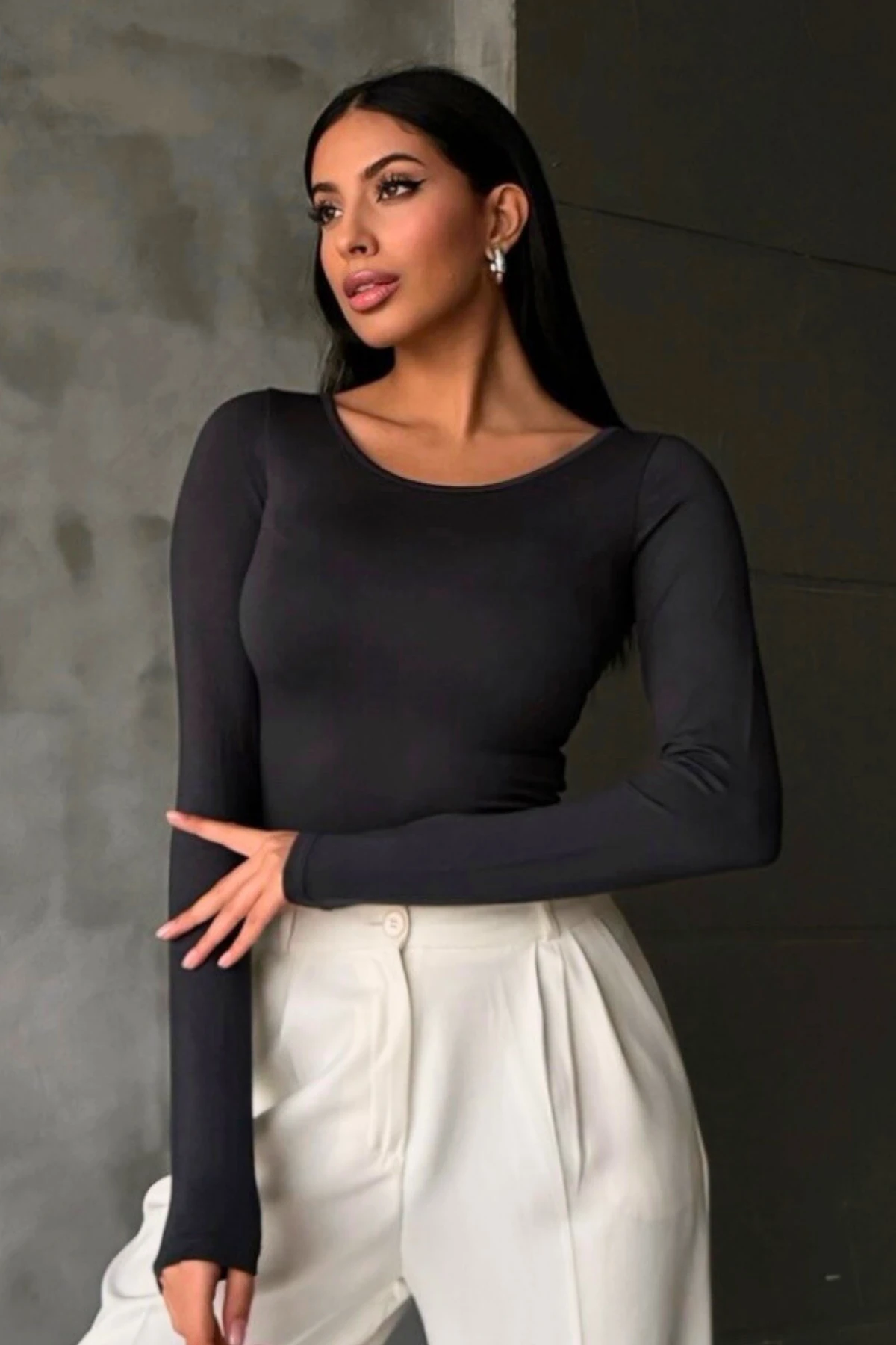 Kadın Antrasit Prenses Yaka Bluz