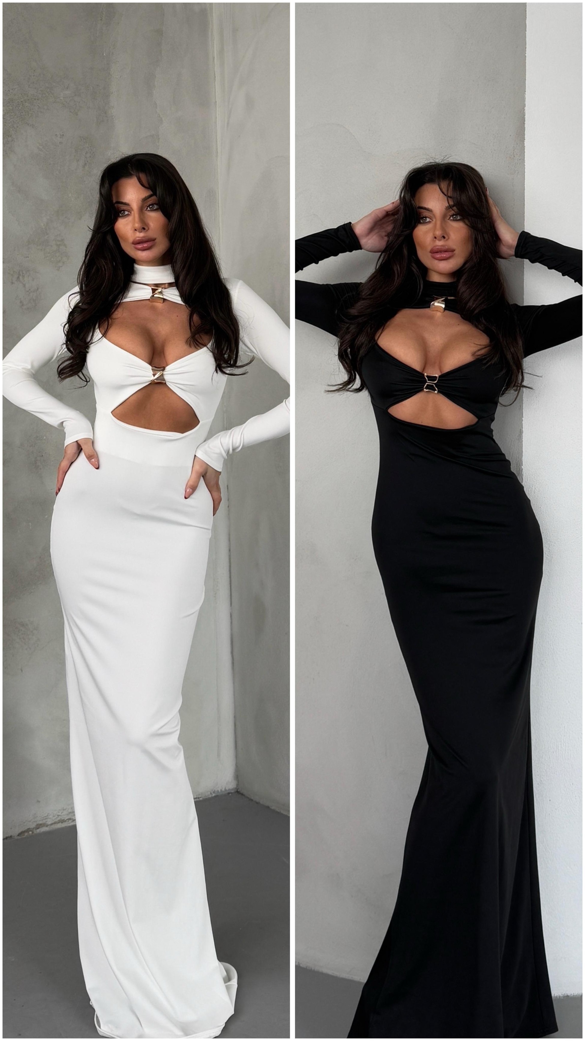 Aksesuar  detaylı  maxi boy Elbise