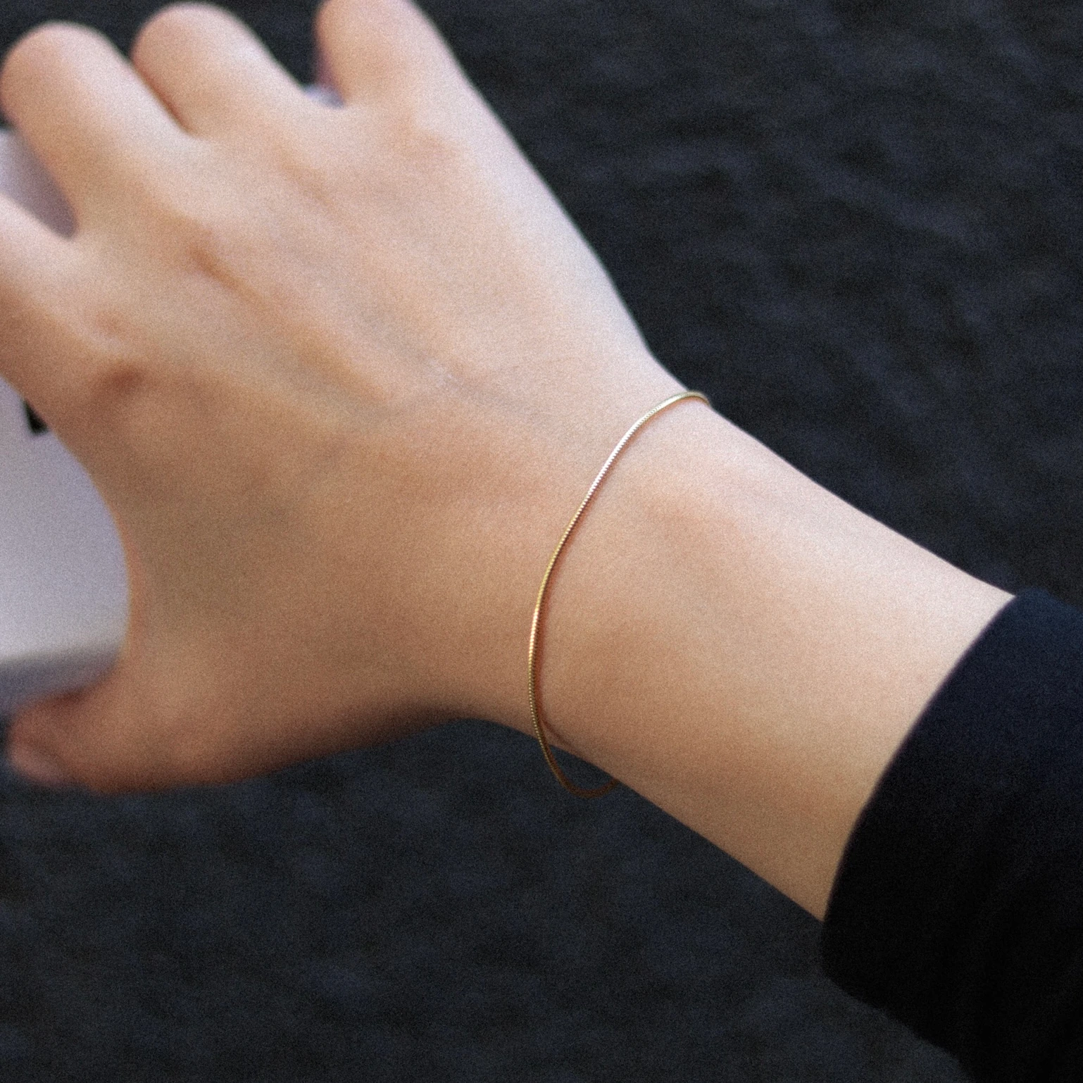 İnce Balık Kuyruğu Bileklik - 1.5 mm - Gold