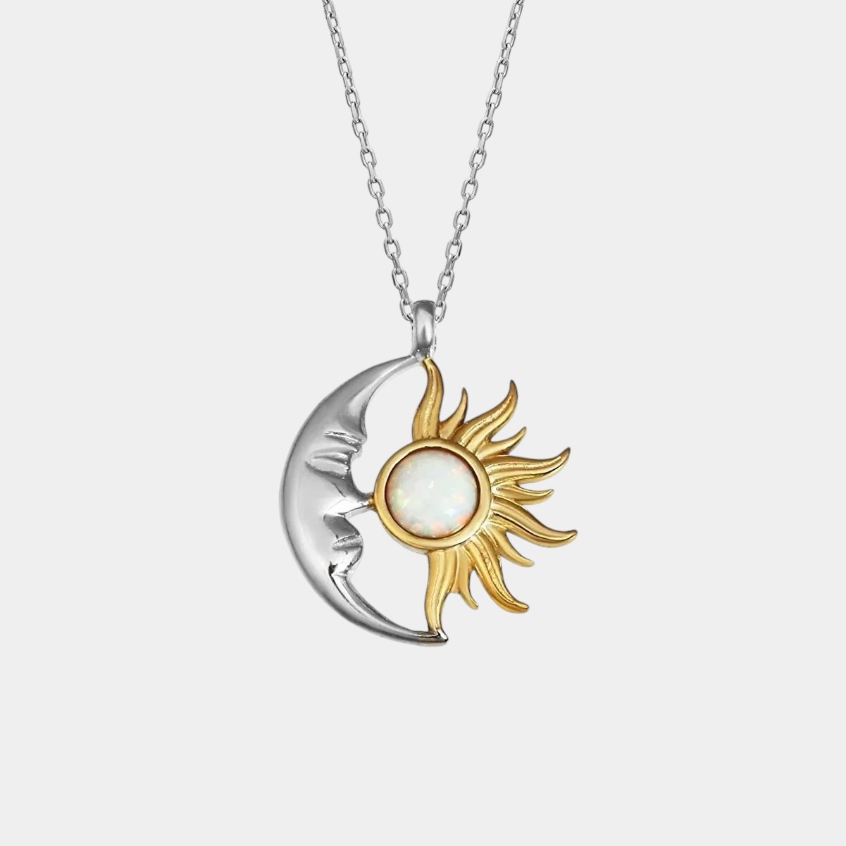 Opal Stone Sun And Moon Necklace