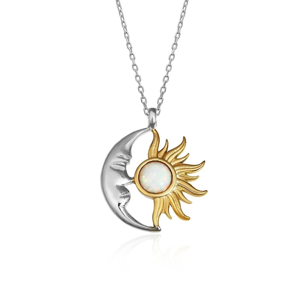 Opal Stone Sun And Moon Necklace