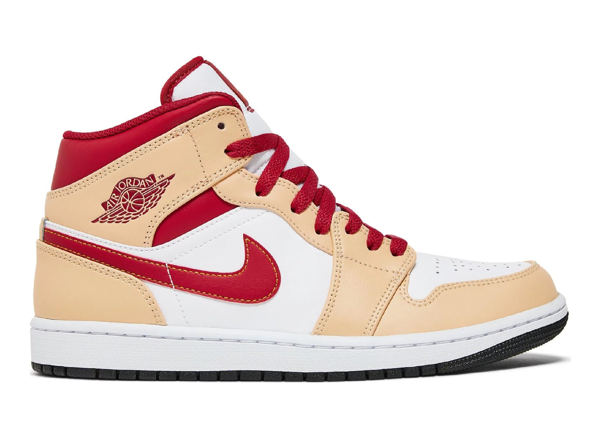 Nike Air Jordan 1 Mid Beige White Red