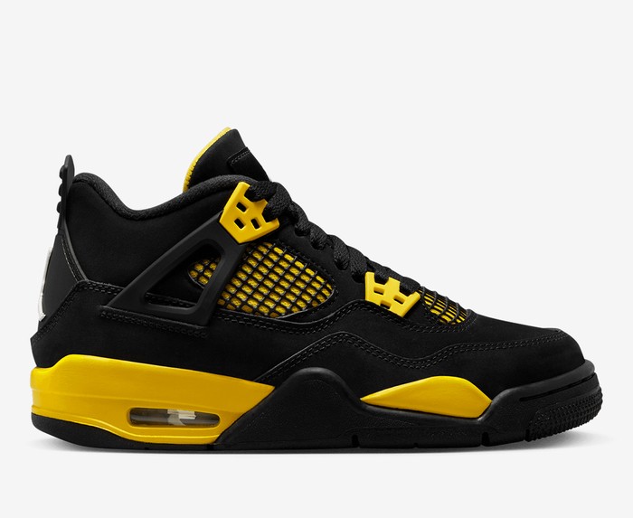 AIR JORDAN 4 RETRO (GS) 'BLACK/WHITE-TOUR YELLOW'