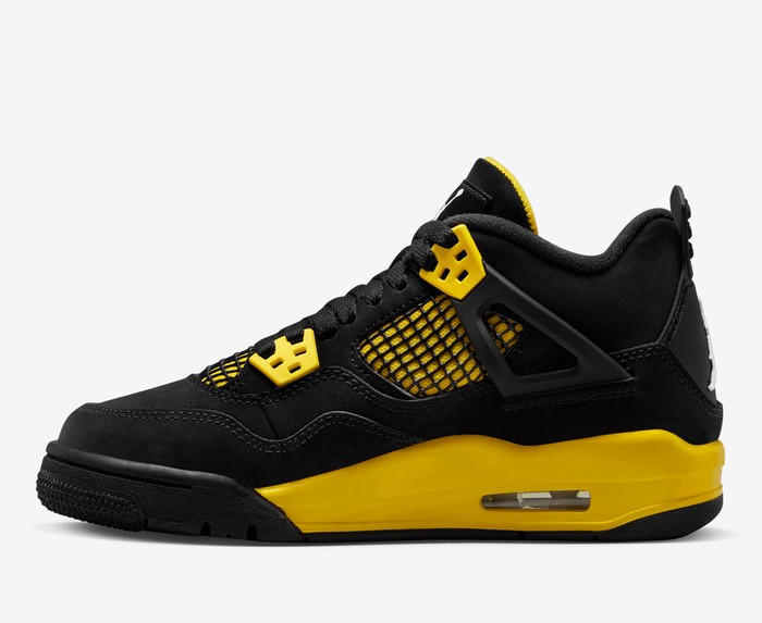 AIR JORDAN 4 RETRO (GS) 'BLACK/WHITE-TOUR YELLOW'