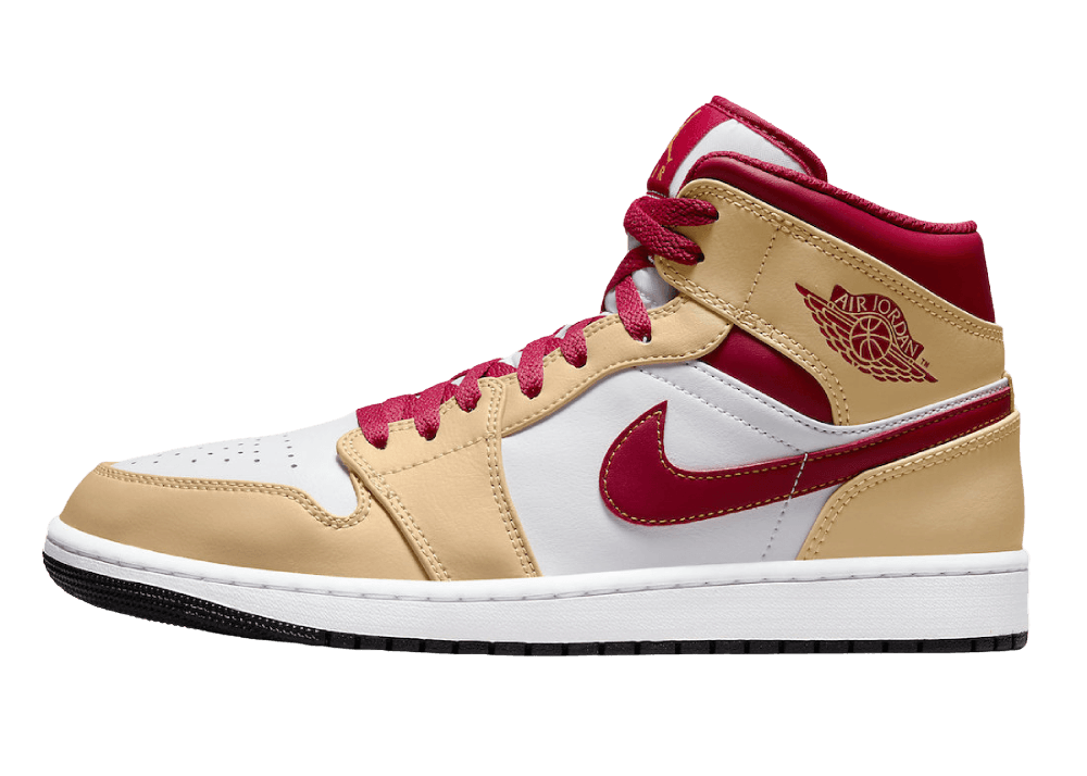 Nike Air Jordan 1 Mid Beige White Red