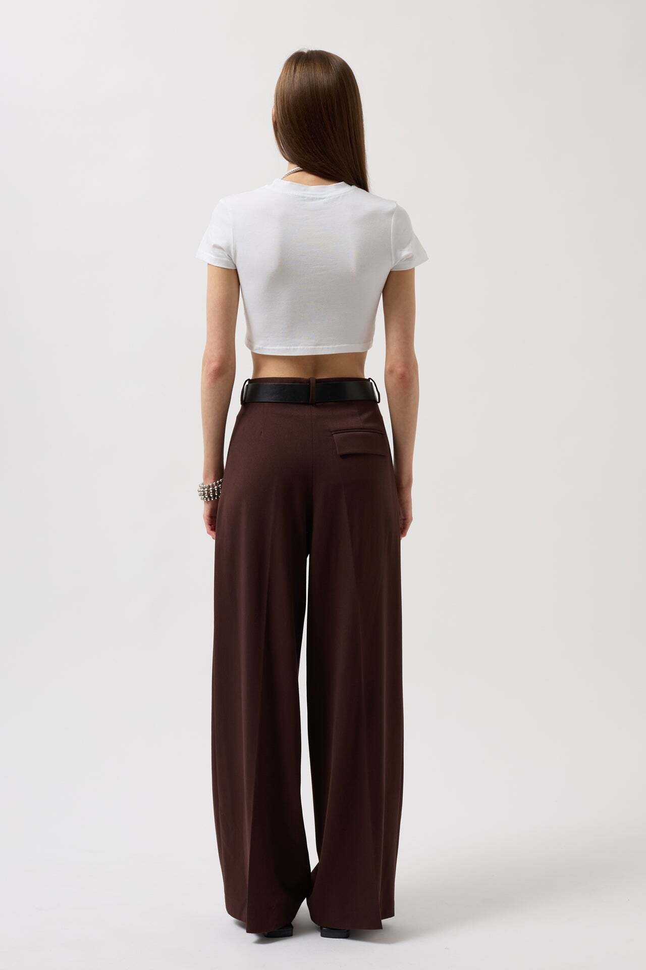 Nepo Baskılı Crop Beyaz T-Shirt