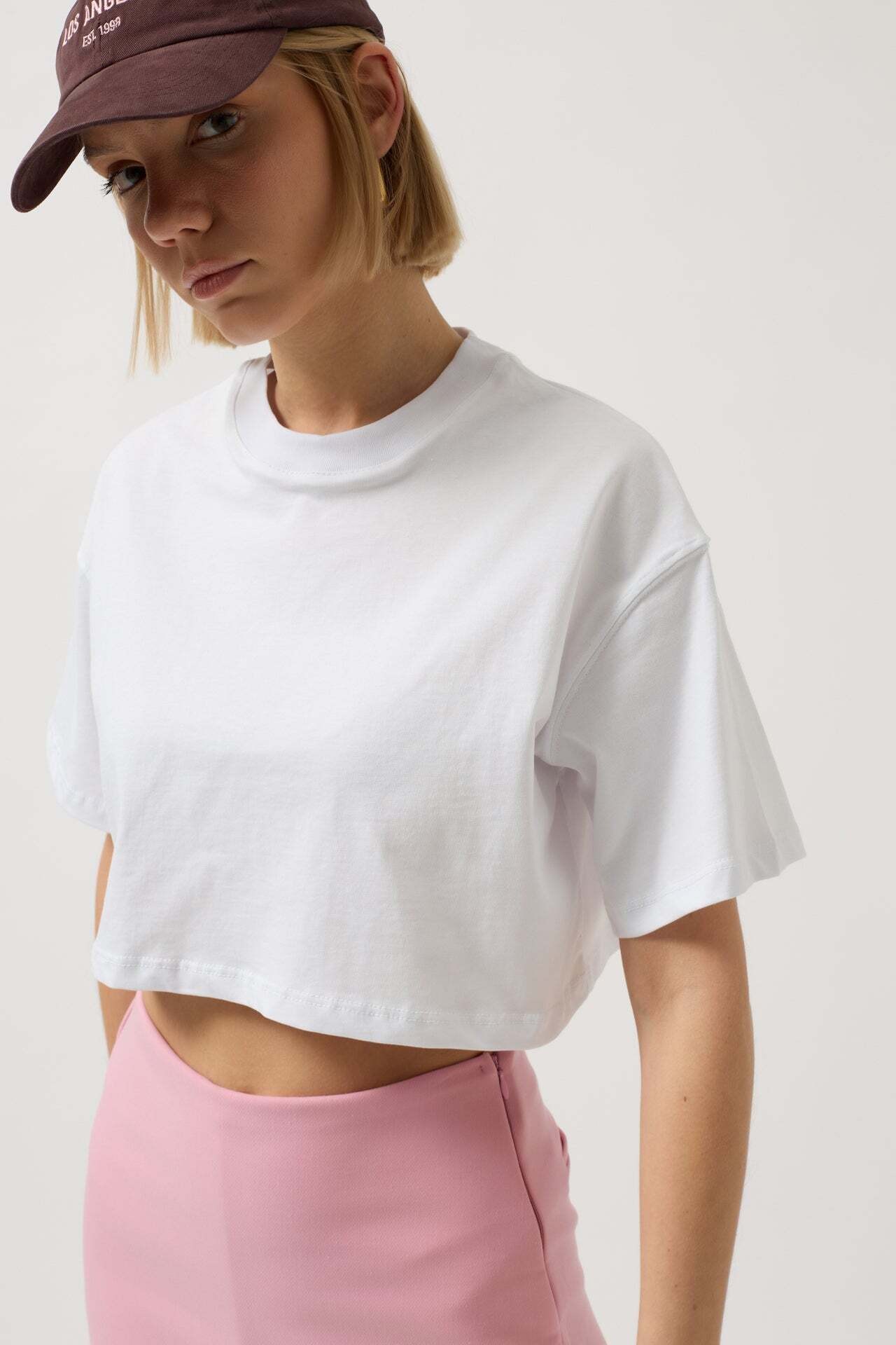 Oversize Crop Beyaz T-Shirt
