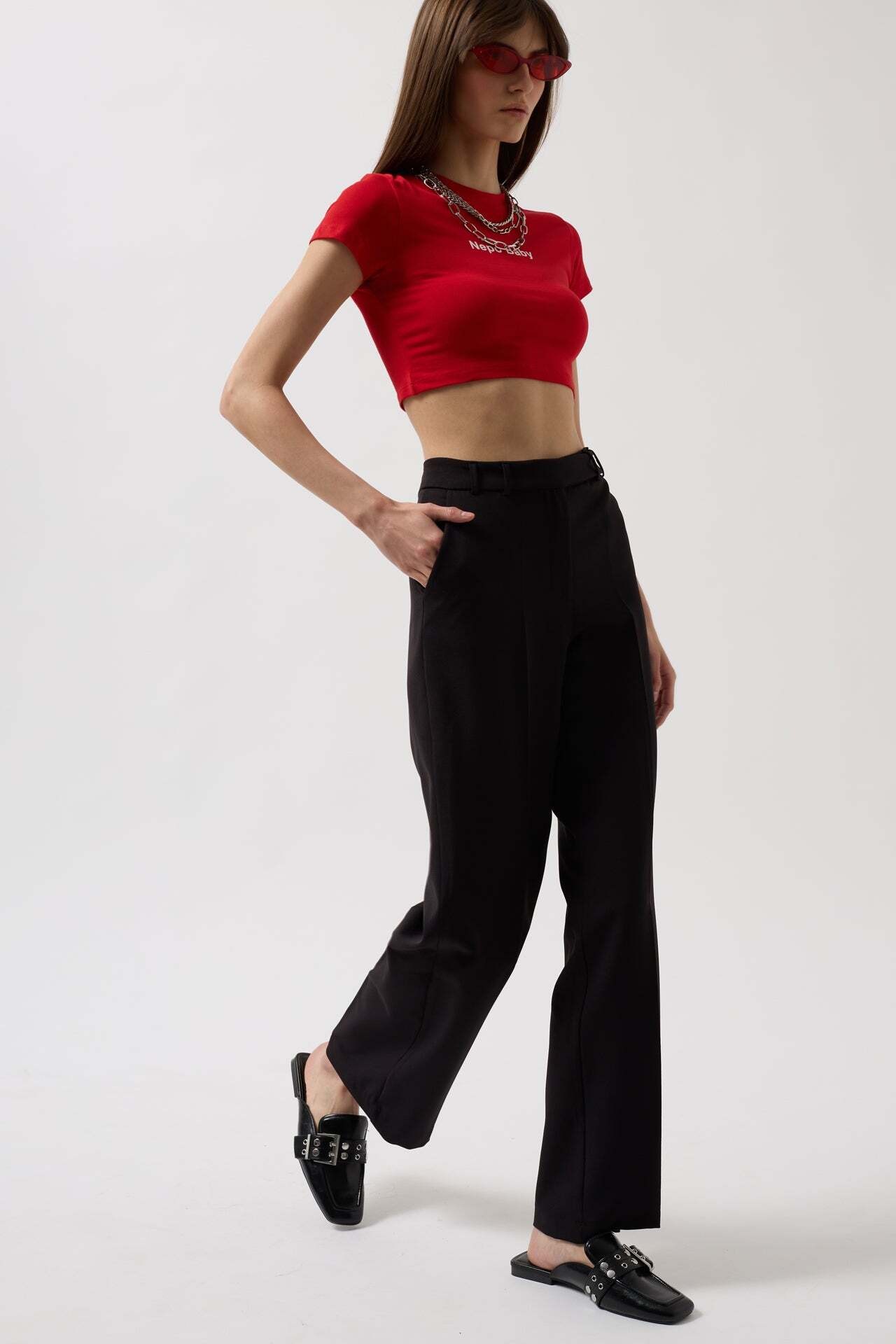 Bel Kemerli Siyah Pantolon