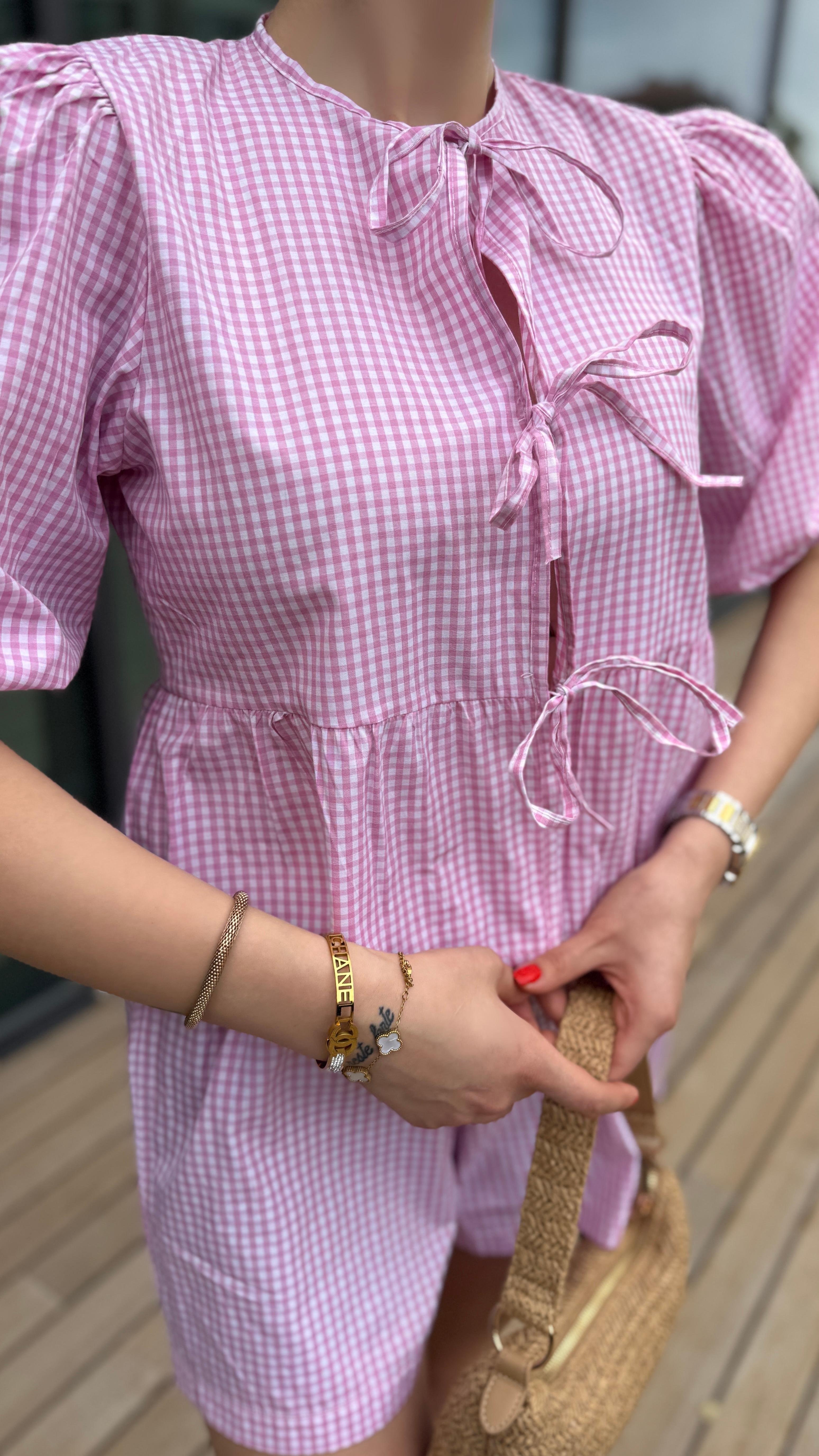 💙 Yazın En Tatlı İkilisi: Fırfırlı Gingham Şortlu Takım – S/M/L 💙