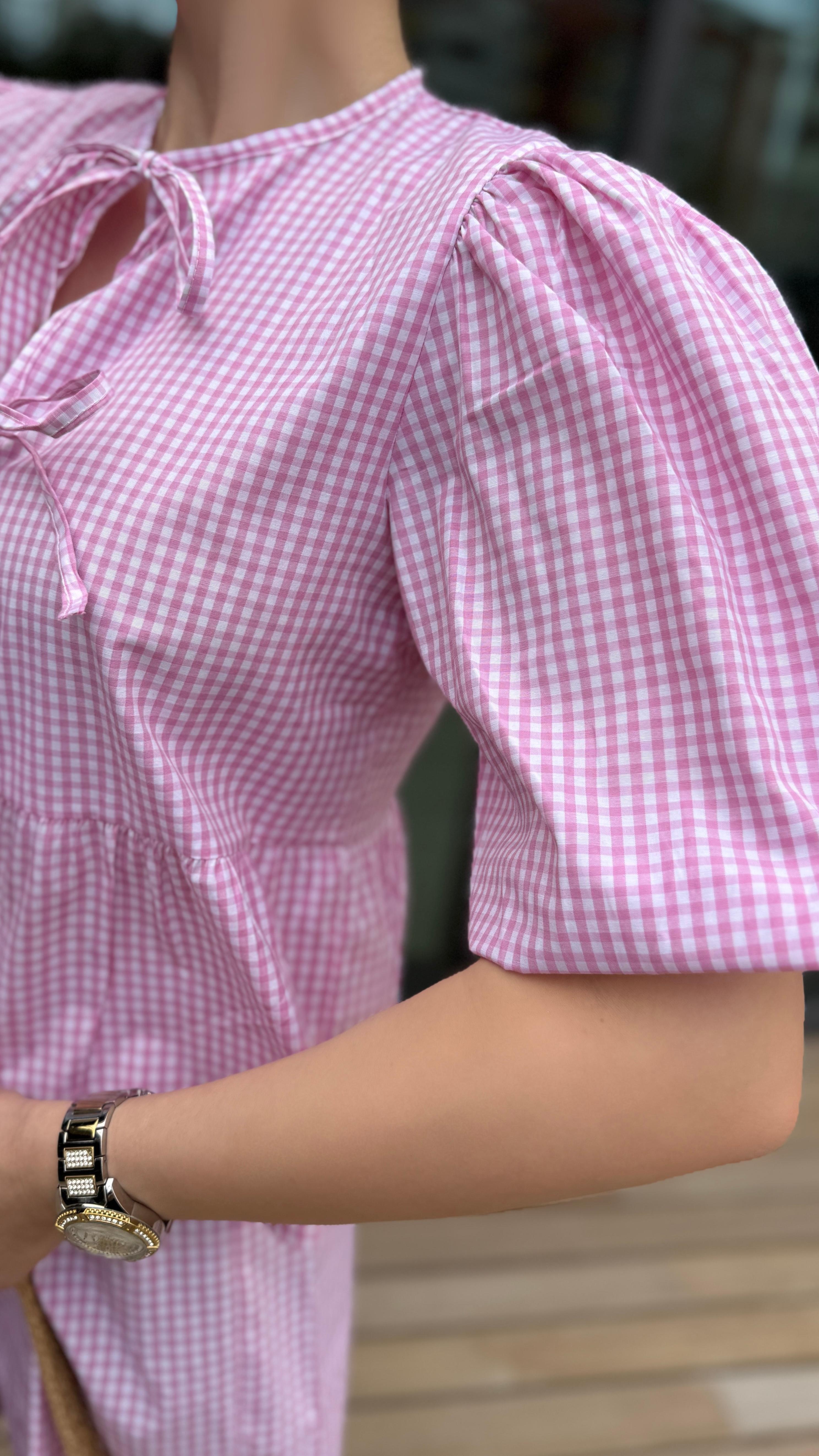 💙 Yazın En Tatlı İkilisi: Fırfırlı Gingham Şortlu Takım – S/M/L 💙