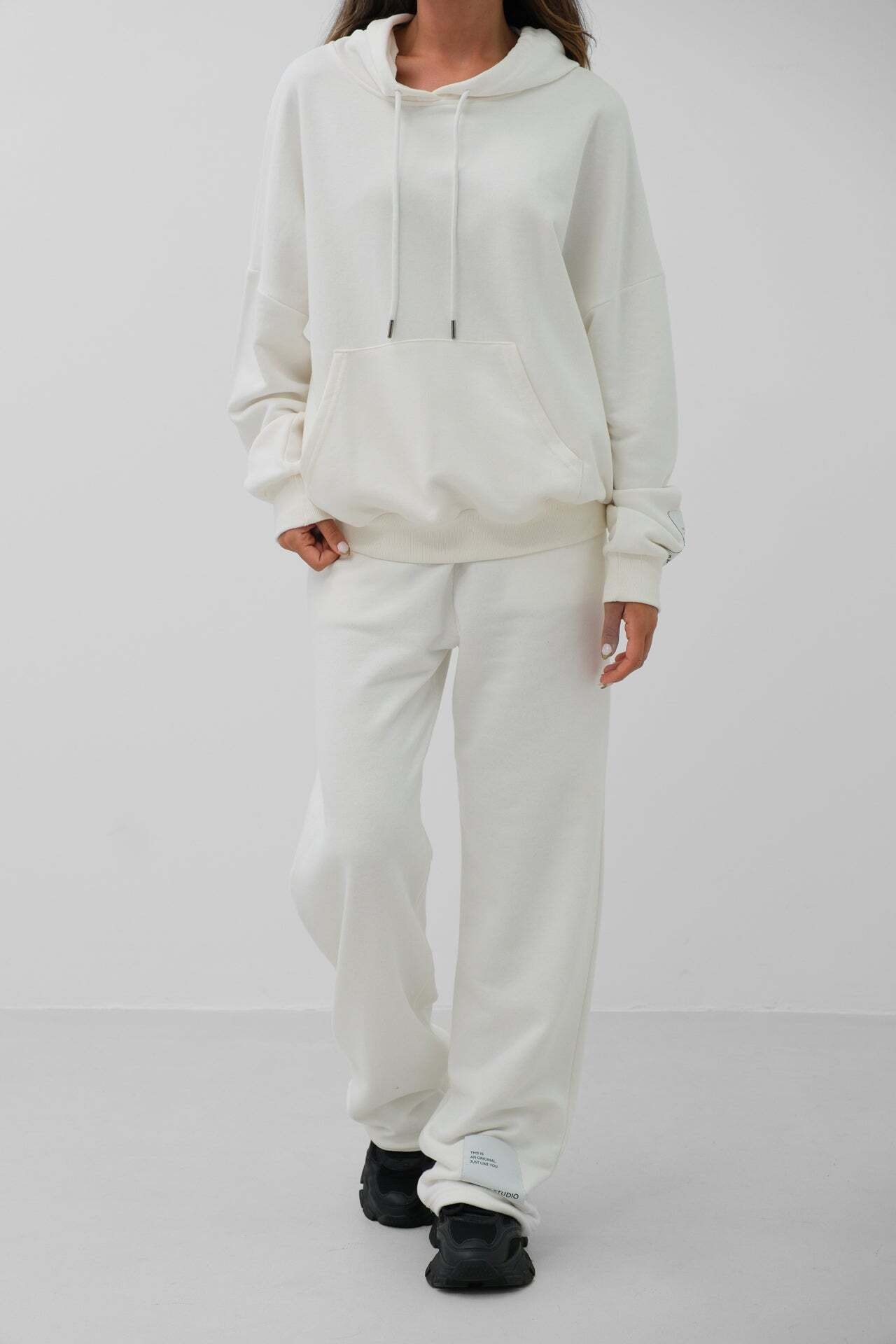 Oversize Sweatshirt Ekru Eşofman Takım