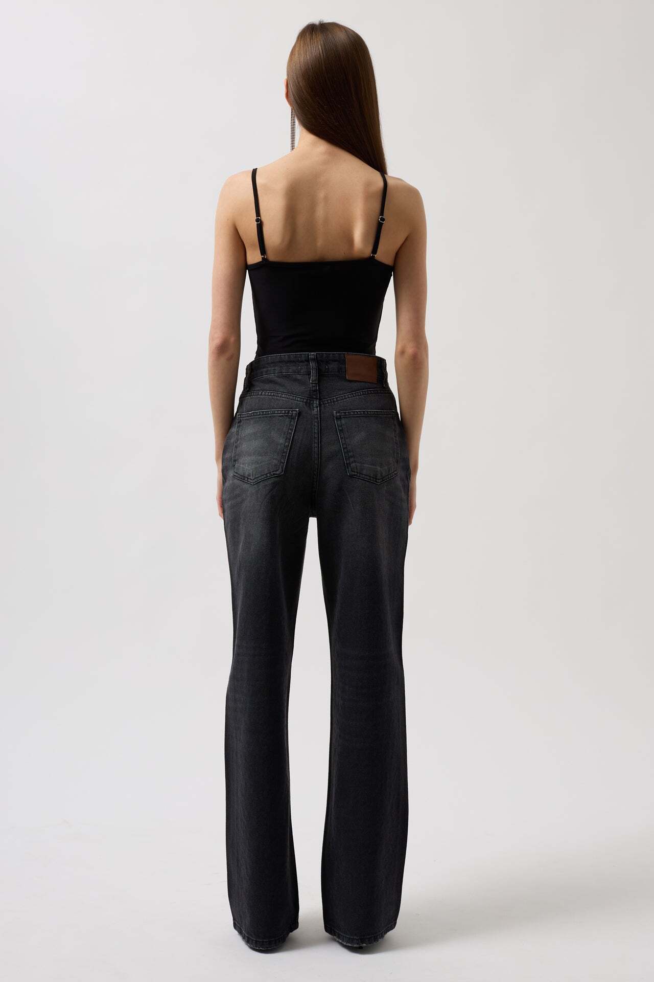 İp Askılı Siyah Bodysuit