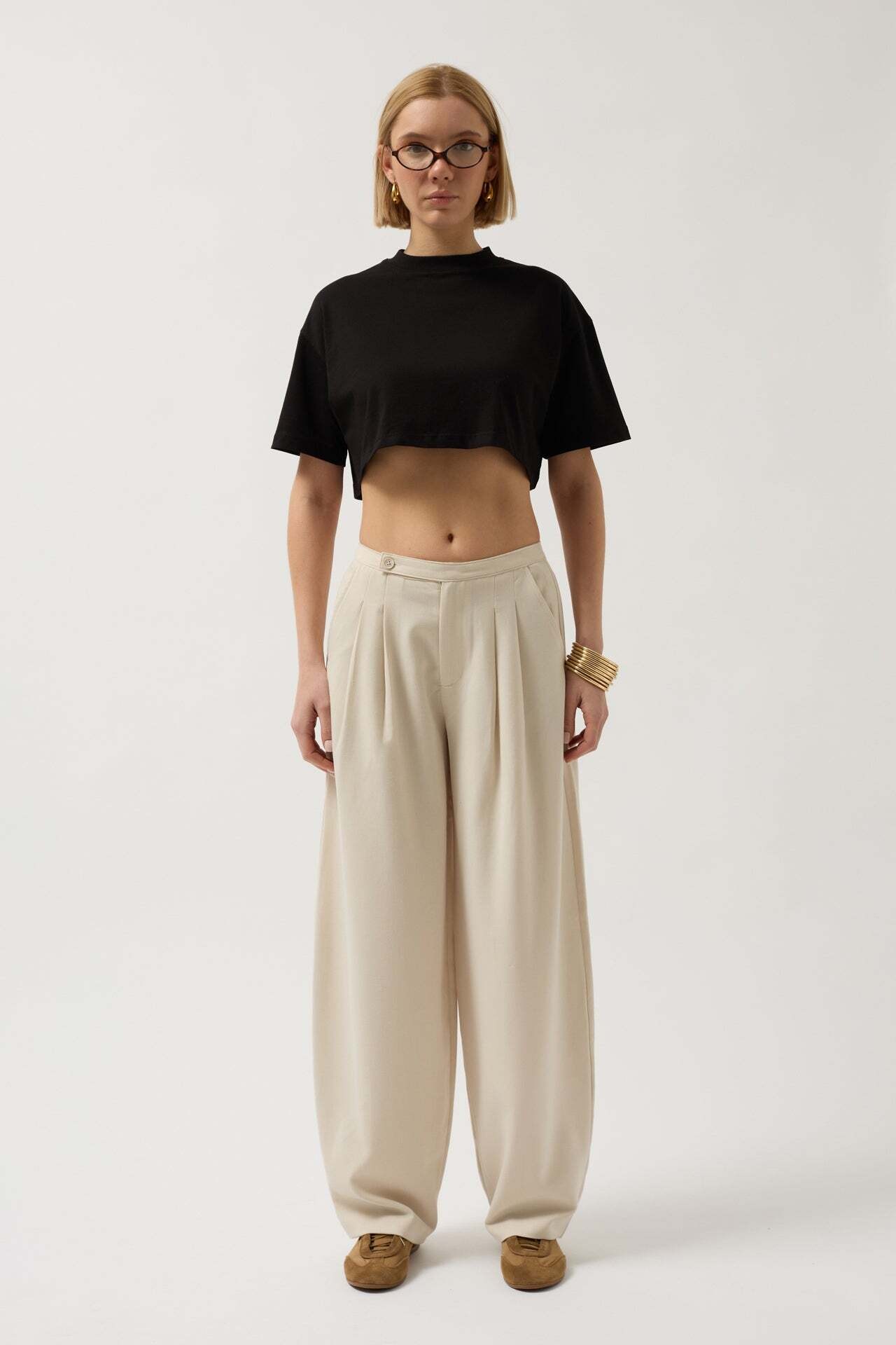 Oversize Crop Siyah T-Shirt