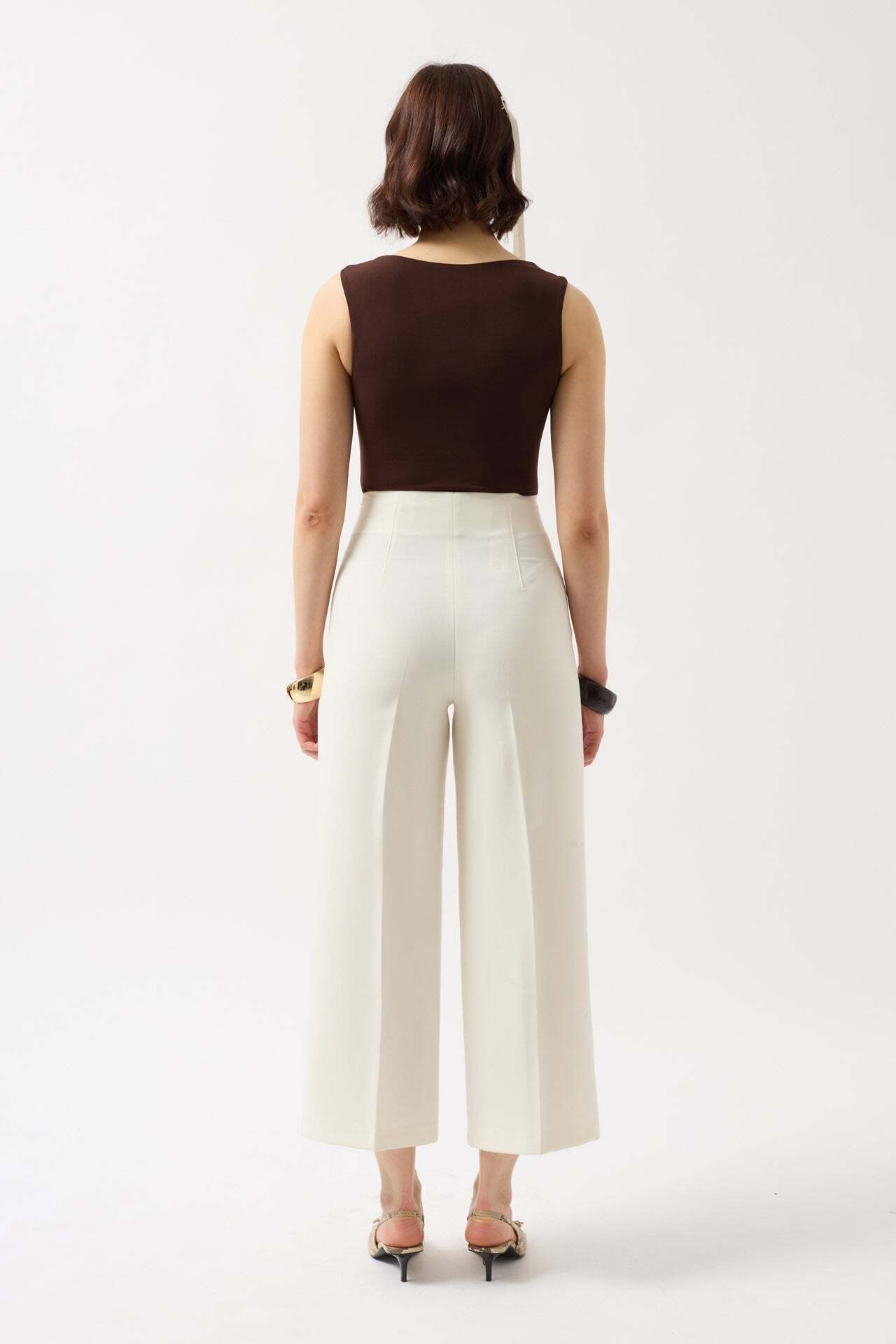 Kare Yaka Kalın Askılı Kahverengi Bodysuit