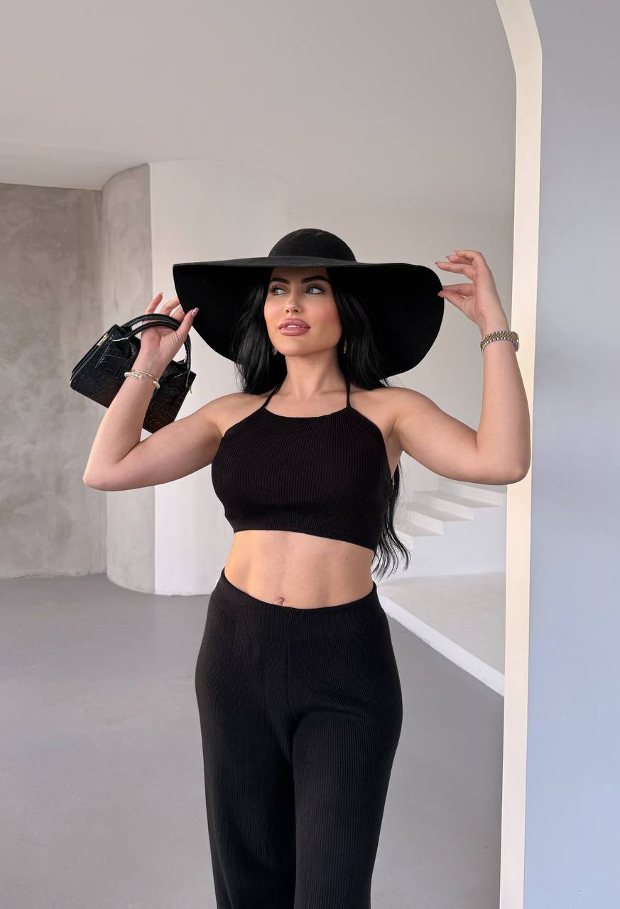 Bağlamalı Crop Üst & Palazzo Pantolon İkili Takım