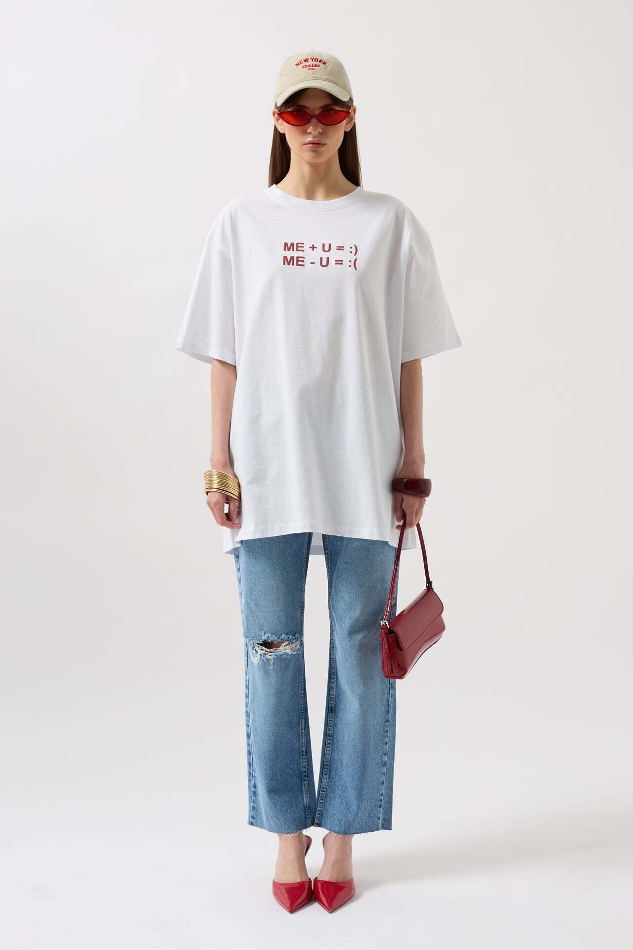 Kabartma Baskılı Beyaz T-Shirt