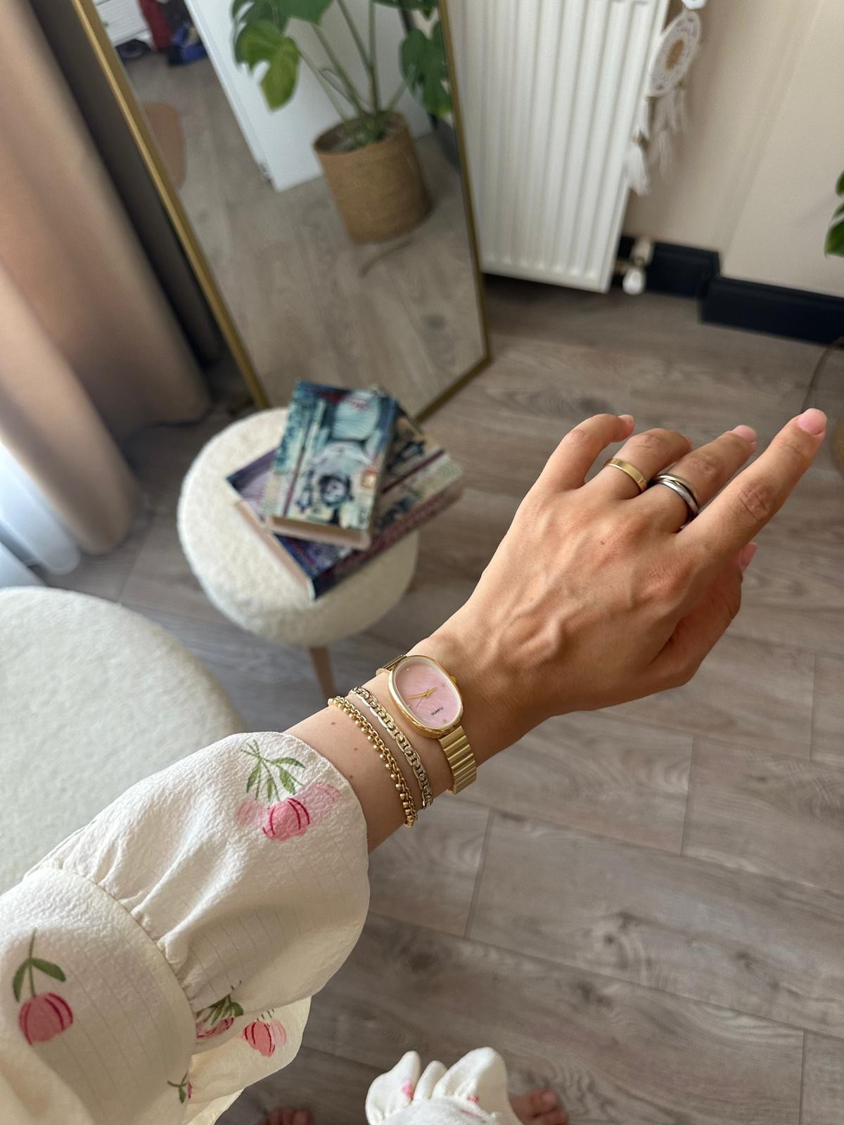 Brida Model Saat Ve Bileklik Seti - Gold Pembe
