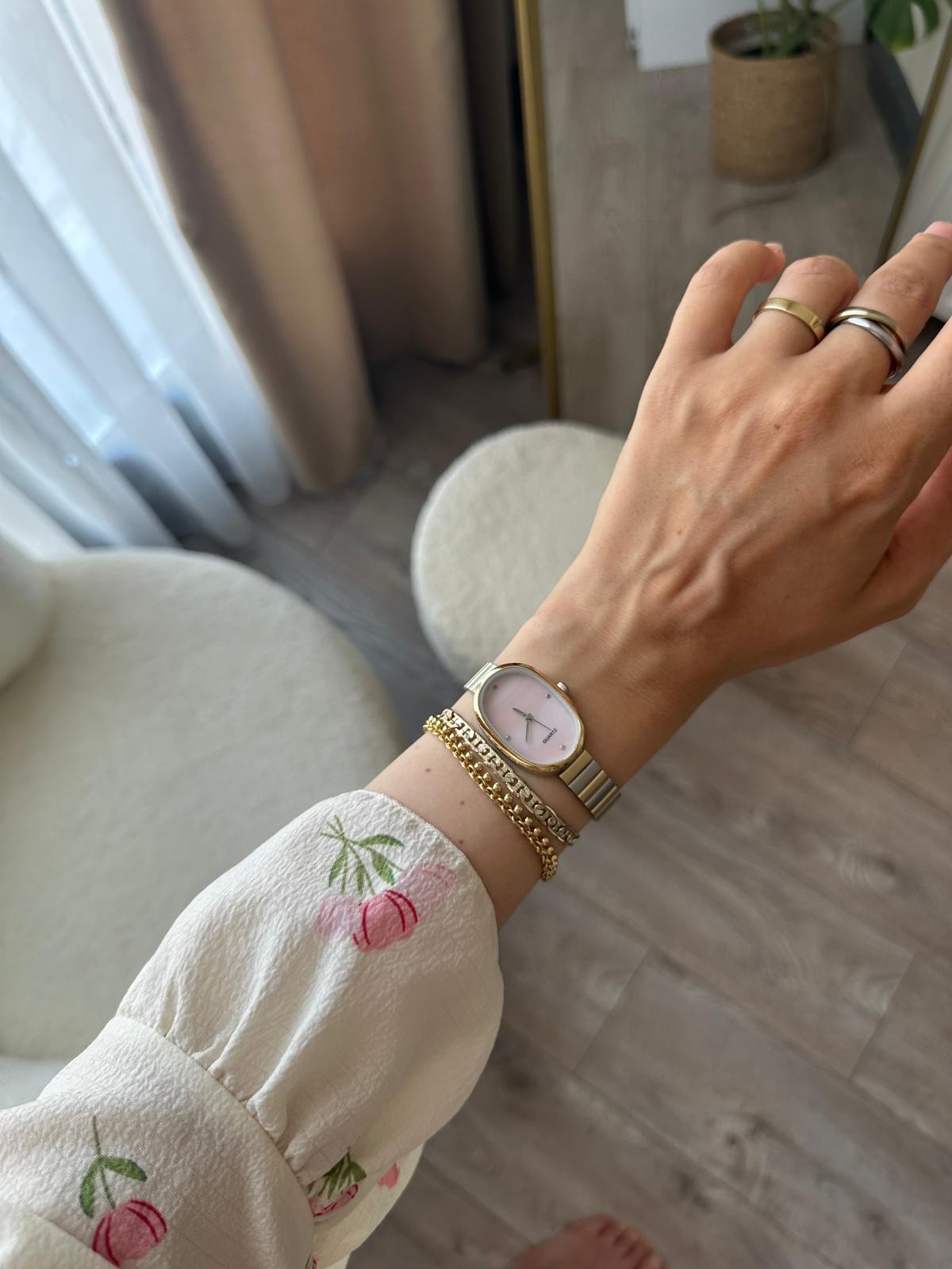 Brida Model Saat Ve Bileklik Seti - Gold Gümüş Pembe