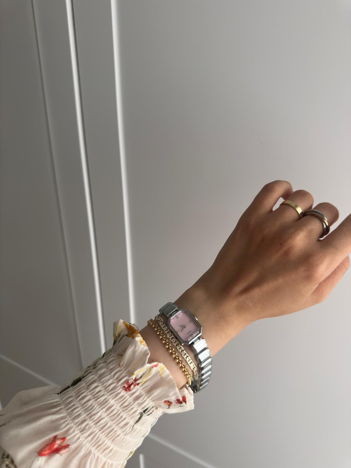 Mieala Model Saat Ve Bileklik Seti - Gümüş Pembe