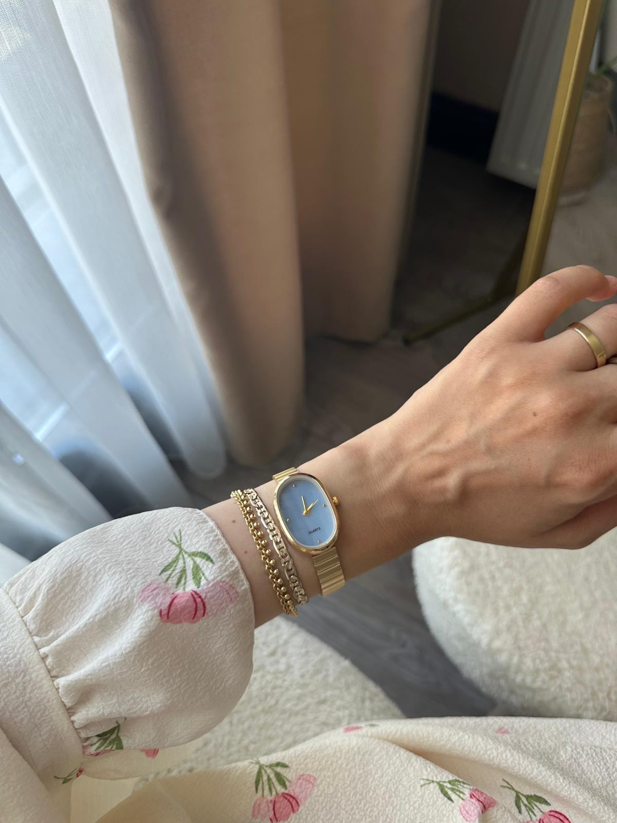 Brida Model Saat Ve Bileklik Seti - Gold Mavi