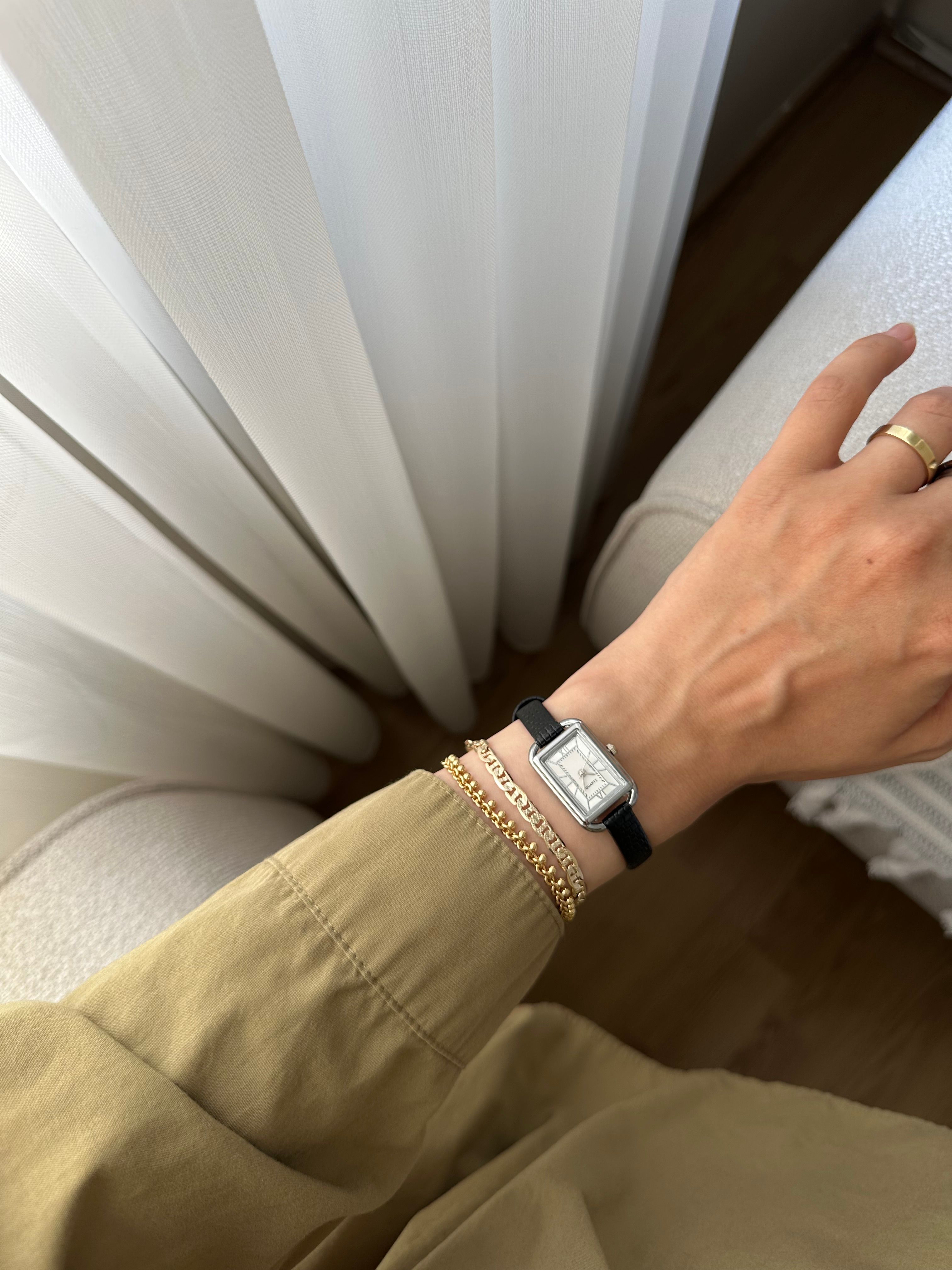 Abby Model Saat Ve Bileklik Seti  - Siyah Gümüş