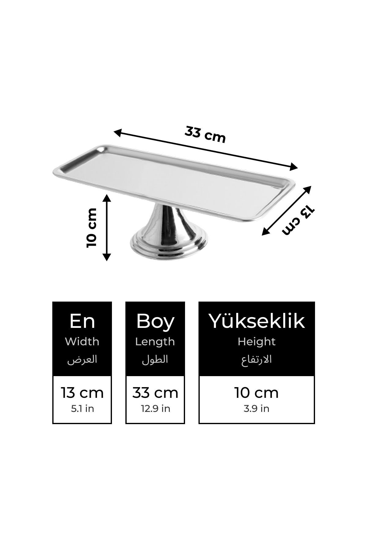 2'li Gümüş Dikdörtgen, Ayaklı Şık Kek, Pasta, Kurabiye ve Tatlı Servis Sunum Standı