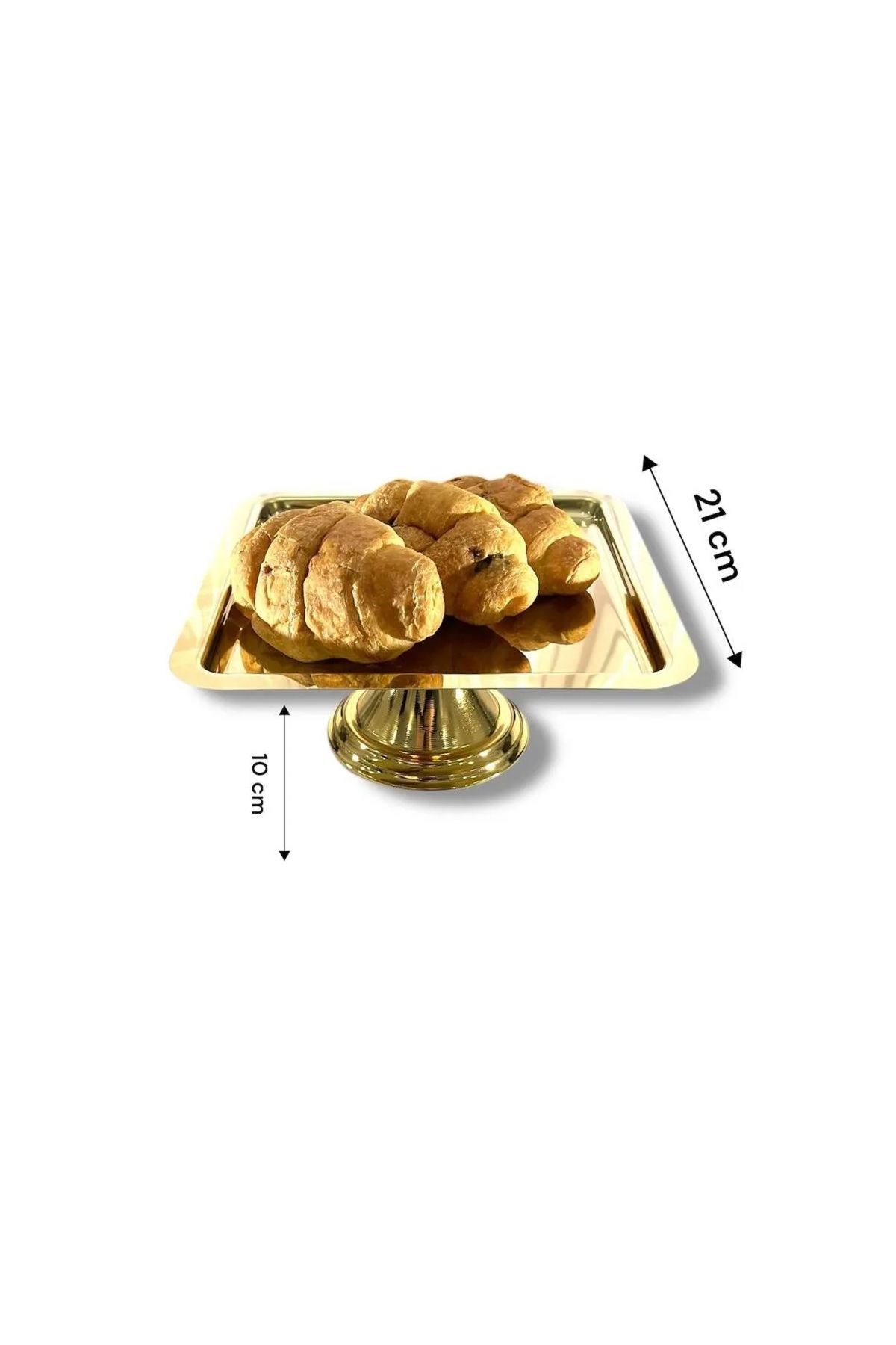 Gold Kare, Ayaklı Şık Kek, Pasta, Kurabiye ve Tatlı Servis Sunum Standı